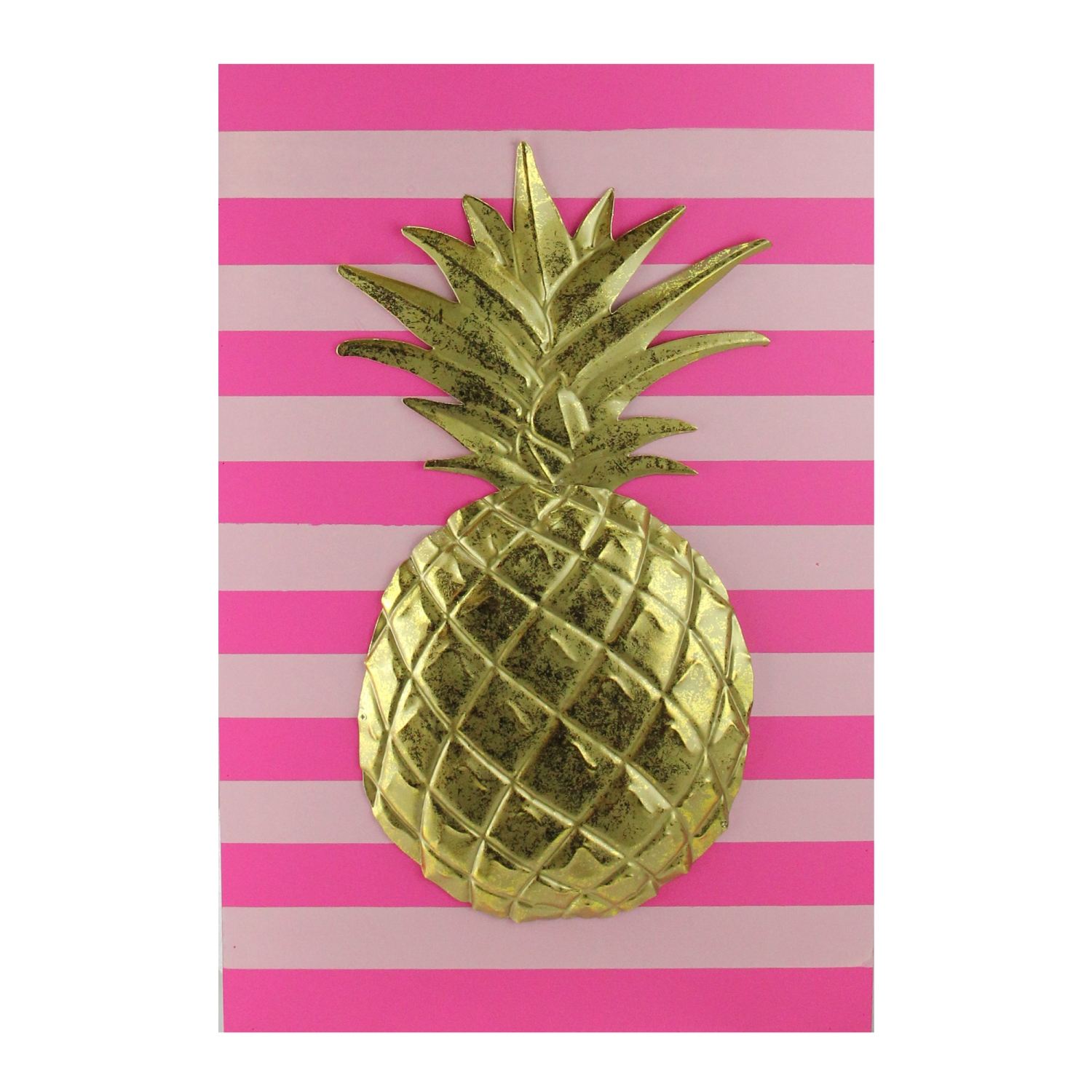 18" Bubblegum Pink, Rose and Metallic Gold Pineapple Wood Wall Art