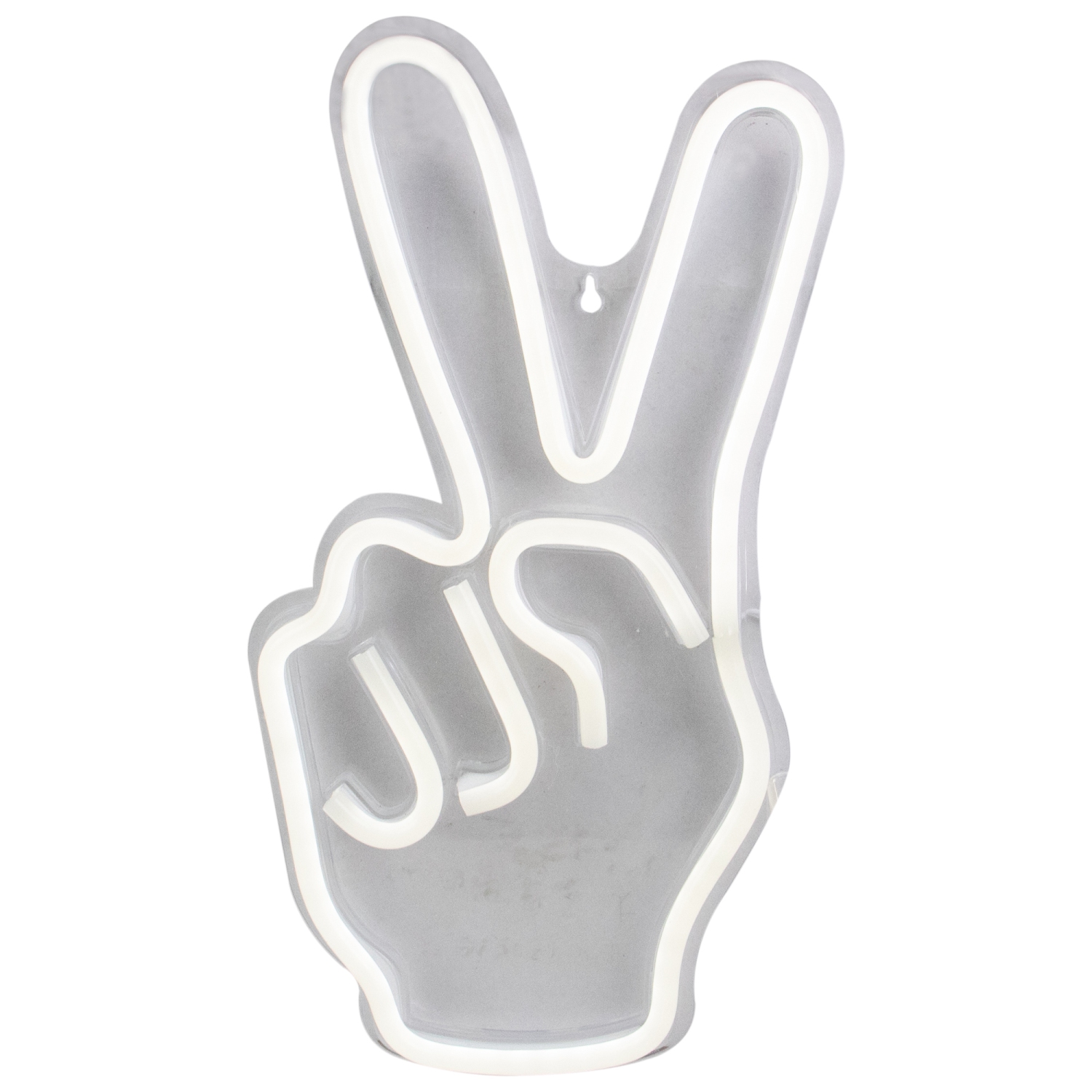15" Bright White Neon Style Peace Fingers LED Lighted Wall Sign