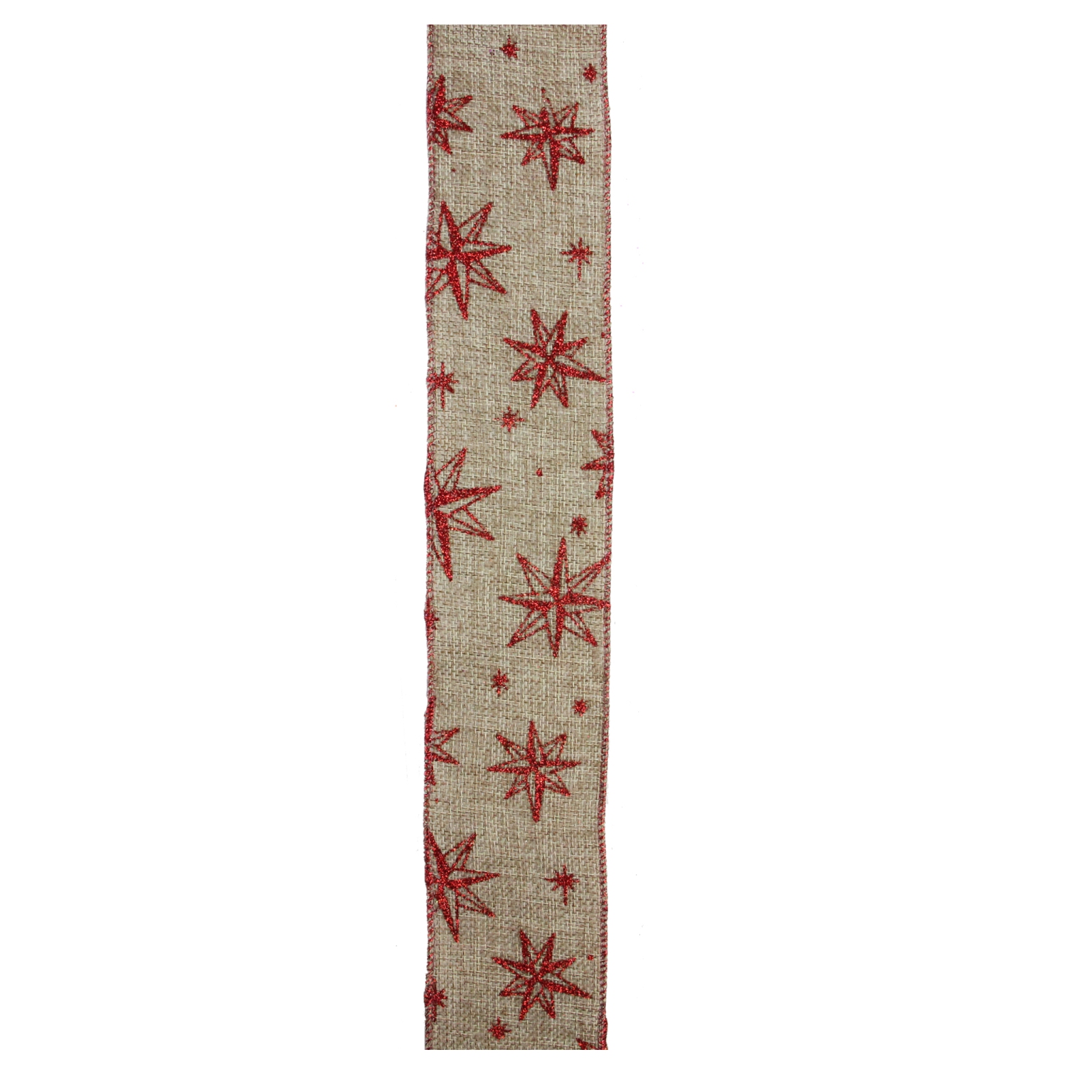 Pack of 12 Red and Beige Star Christmas Wired Craft Ribbons - 2.5" x 120 Yards