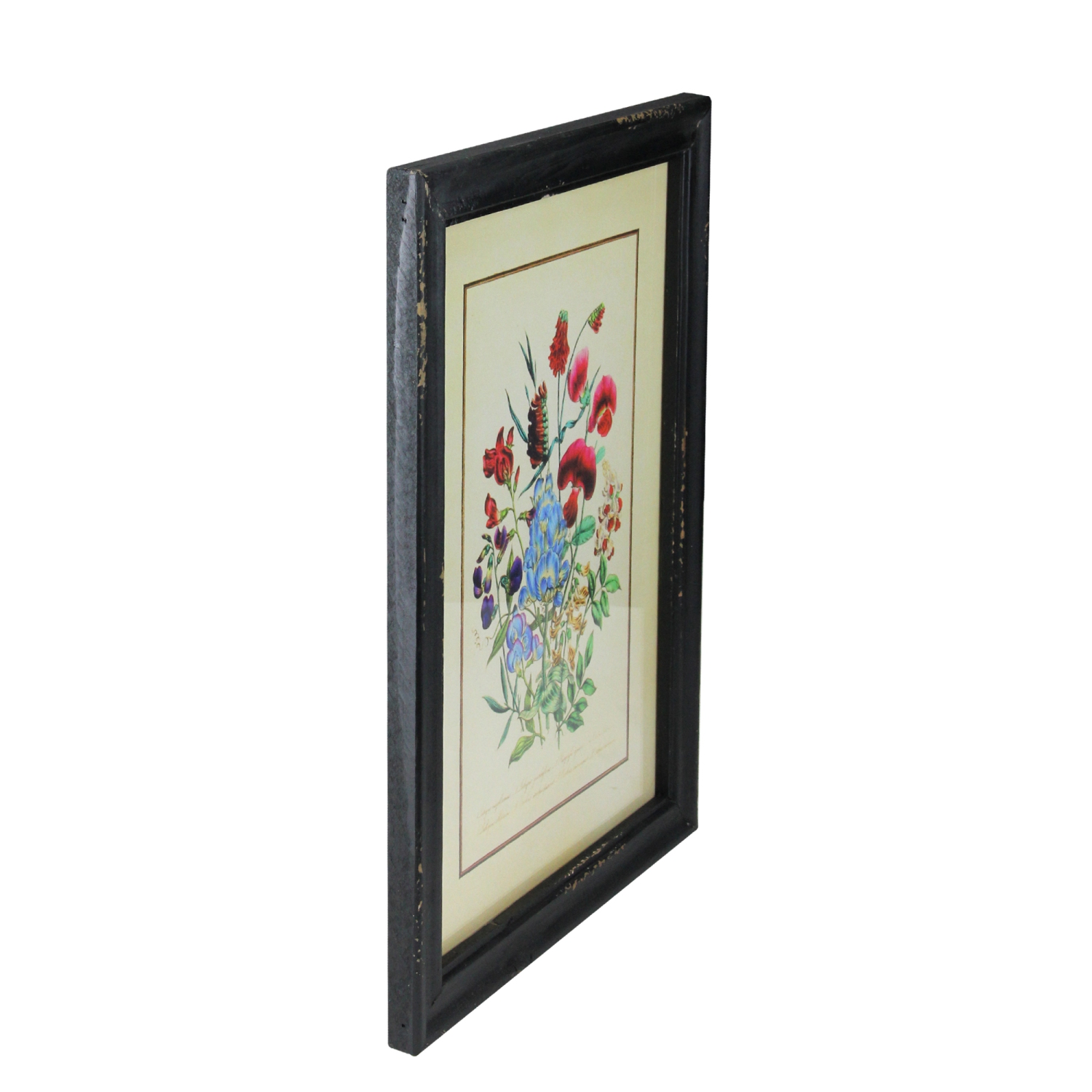 16" Black and Butter Yellow Lathyrus and Ouroboros Distressed Wood Framed Print Wall Art