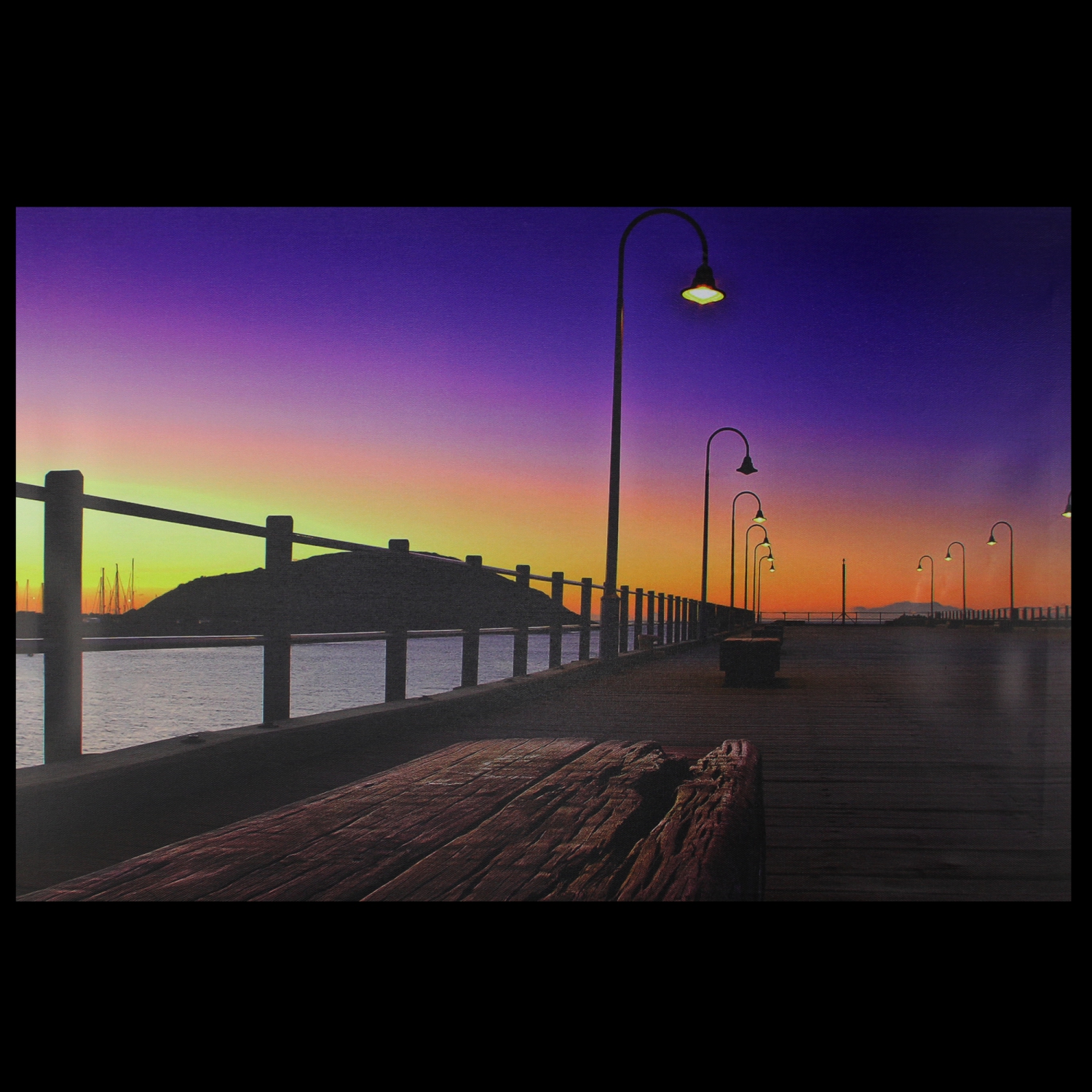LED Lighted Sunset Boardwalk Scene Canvas Wall Art 15.75" x 23.5"