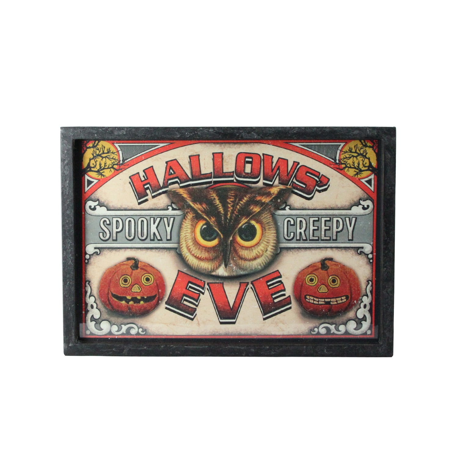 Black and Red "HALLOWS' EVE" Framed Rectangular Wall Art 11" x 16"
