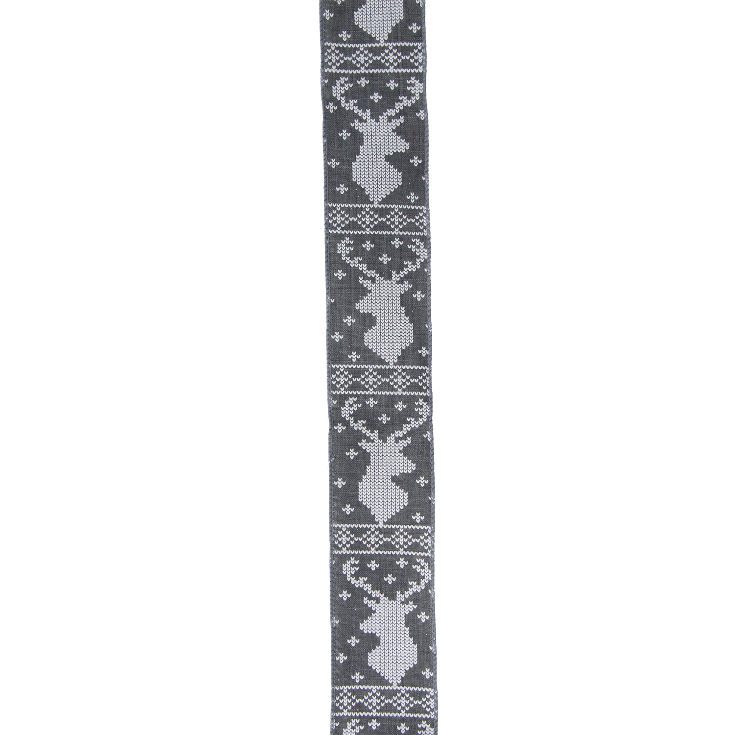 Gray and White Nordic Reindeer Christmas Wired Craft Ribbon 2.5" x 16 Yards