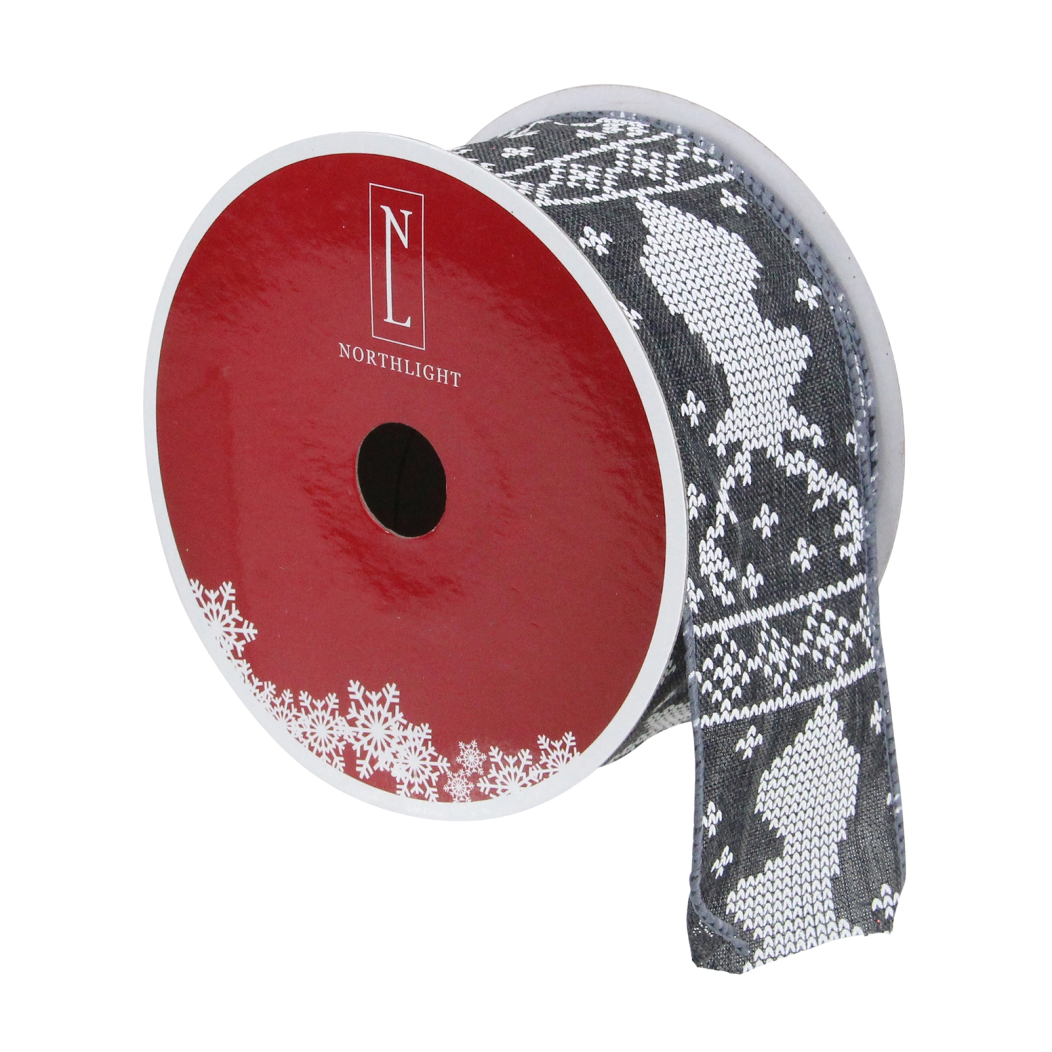 Gray and White Nordic Reindeer Christmas Wired Craft Ribbon 2.5" x 16 Yards