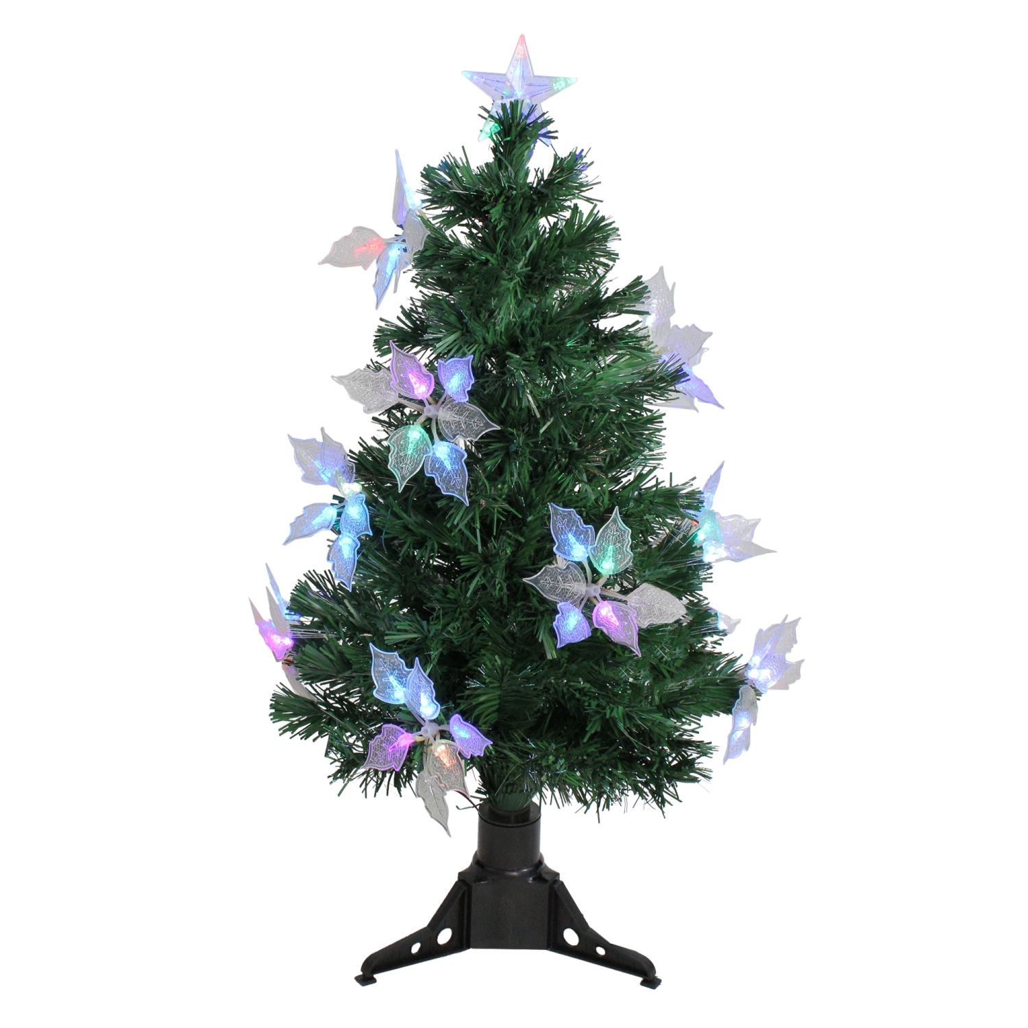 3' Pre-Lit Fiber Optic Artificial Christmas Tree with Flowers - Multi Lights