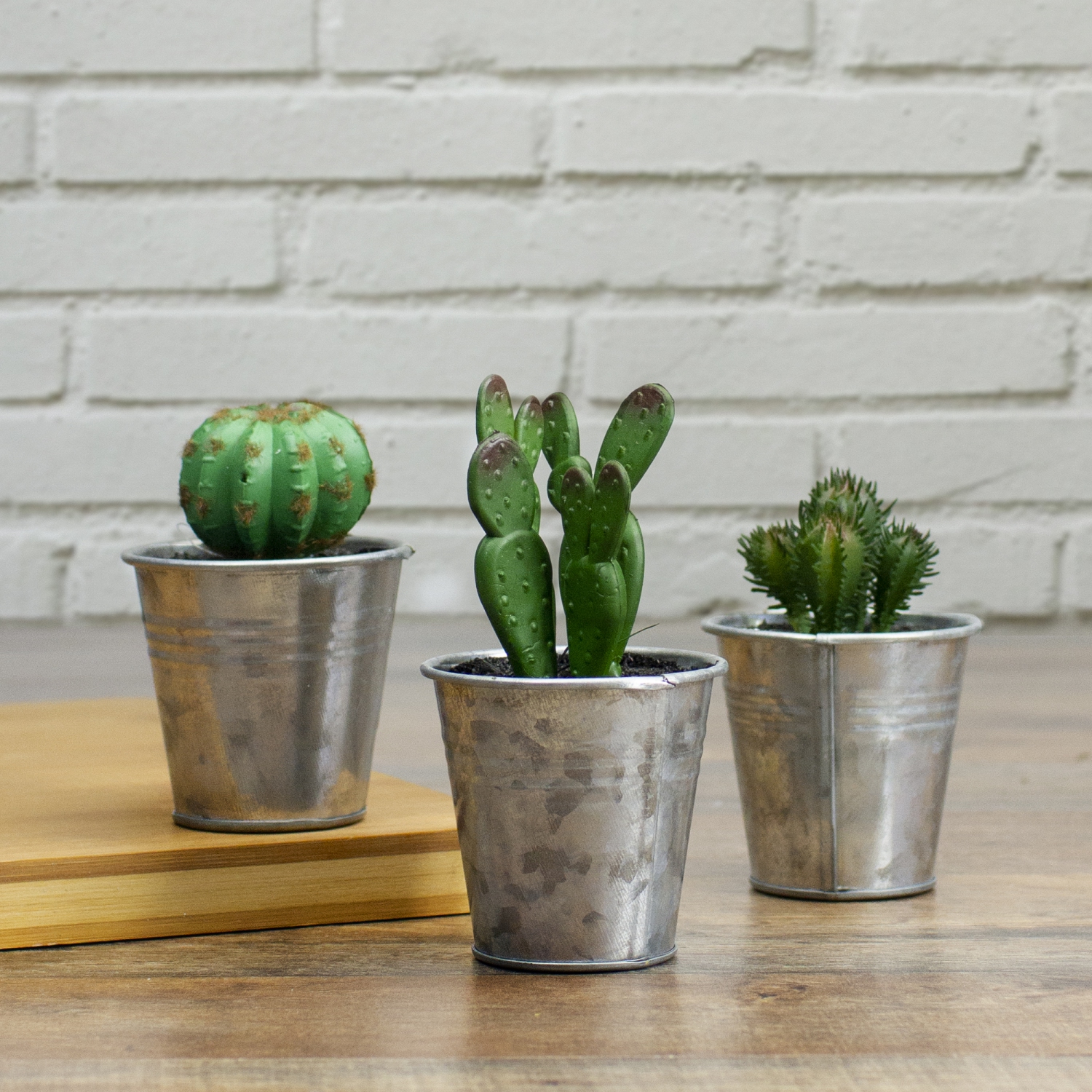 5" Tropical Mini Artificial Cactus in Tin Pot