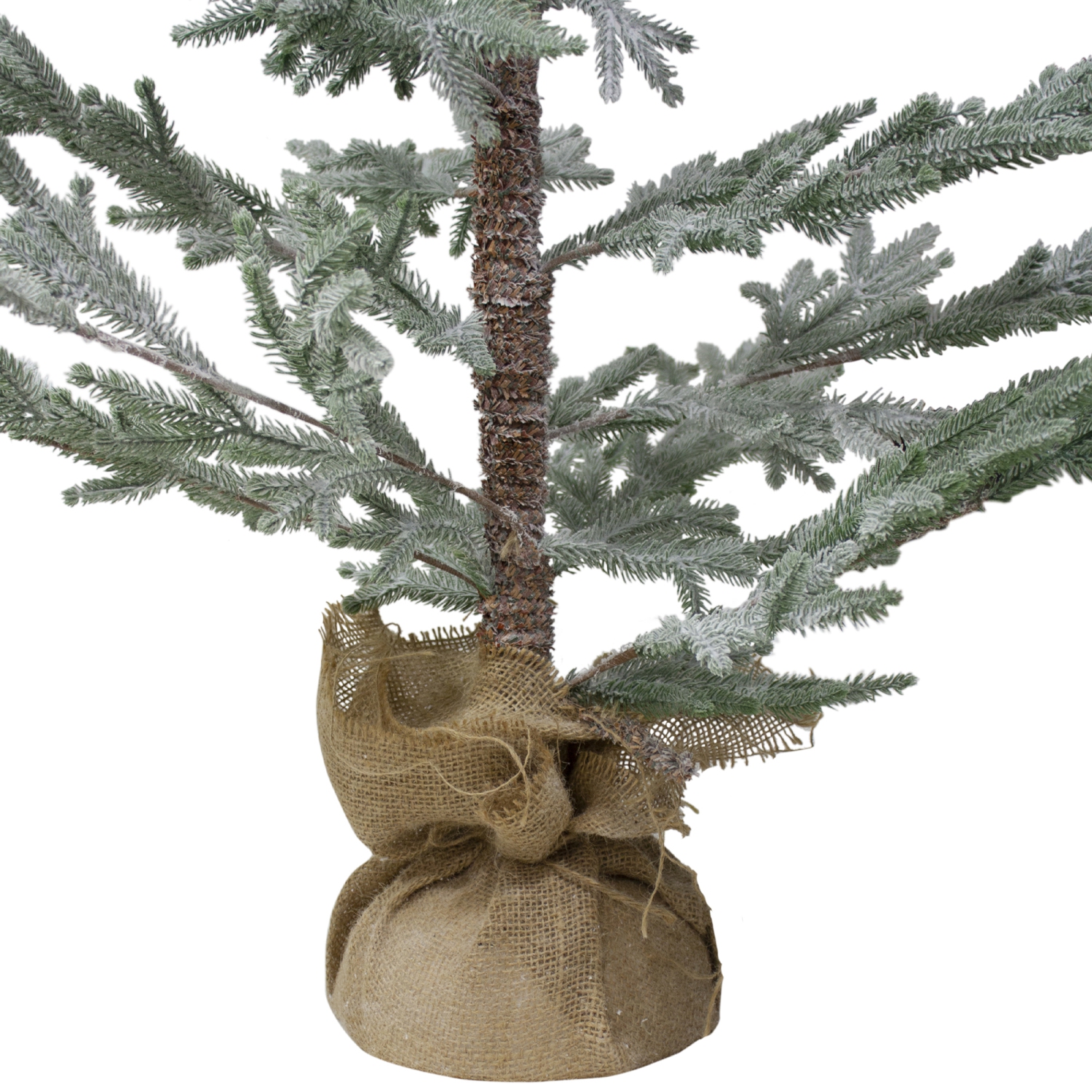 5' Snow Covered Slim Pine Artificial Christmas Tree with Jute Base- Unlit