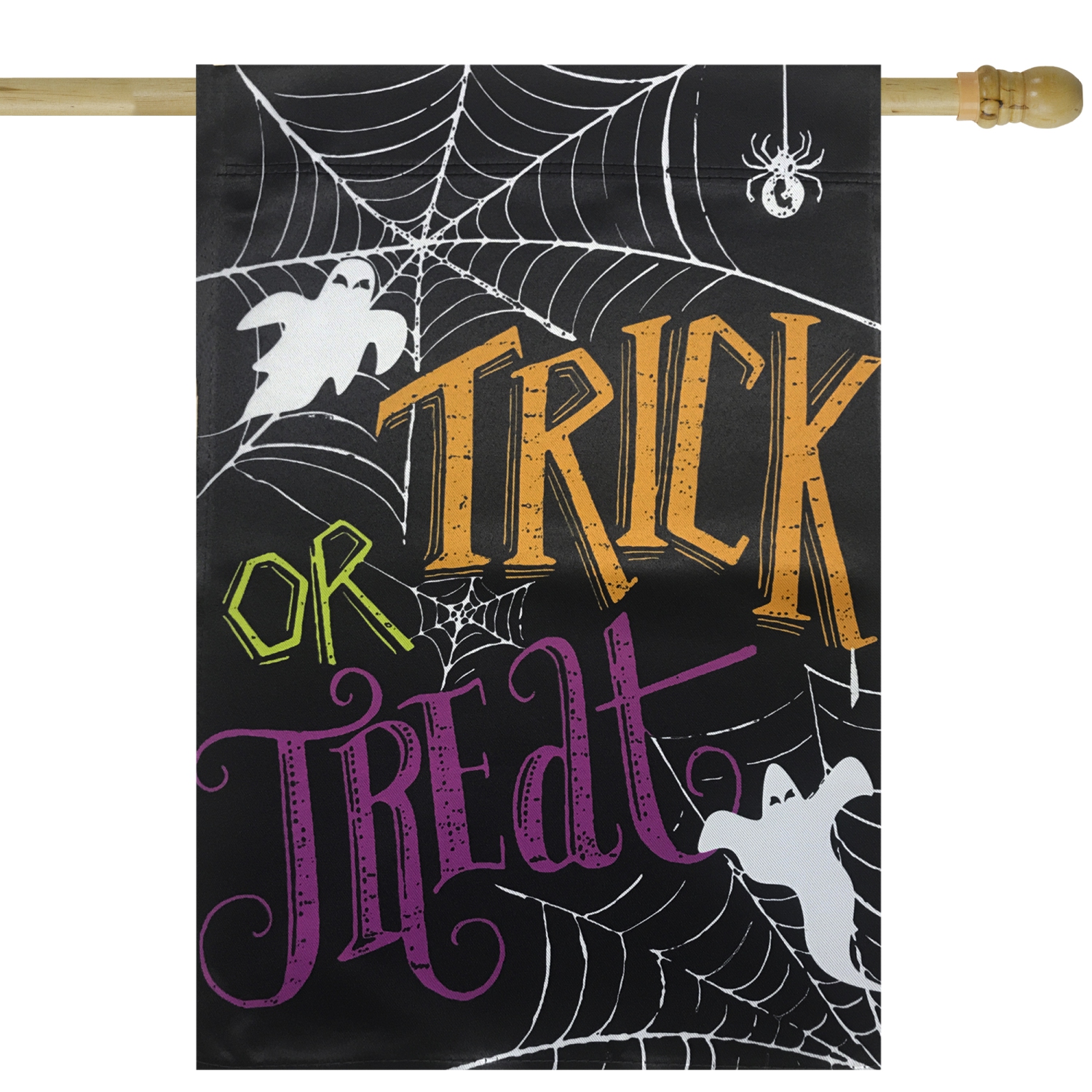 Drapeau de jardin de 28 x 40 po – Spider toiles et fantômes Trick or Treat