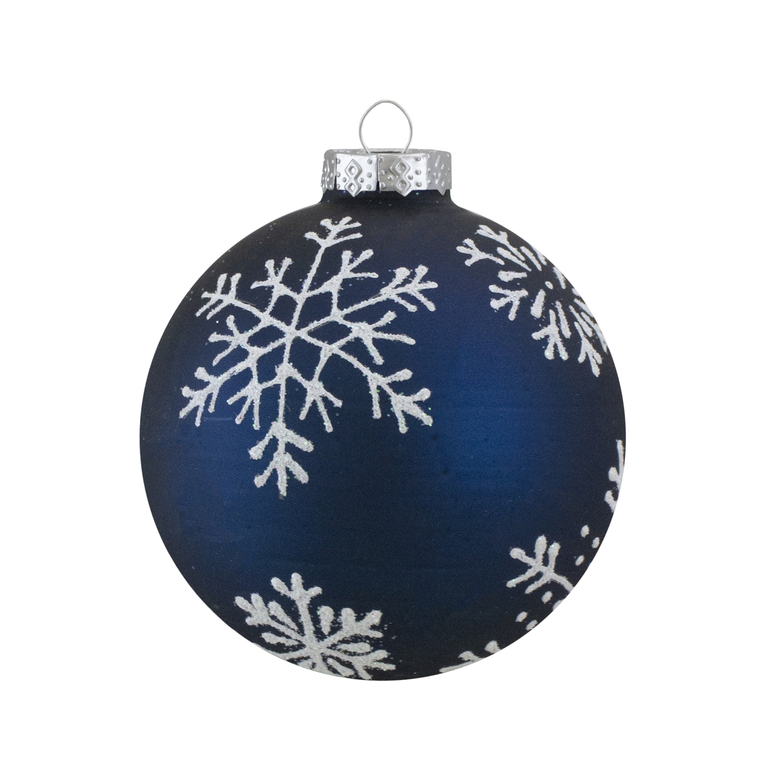 Set of 4 Dark Blue and Green Glass Matte Christmas Ball Ornaments 2.5-Inch