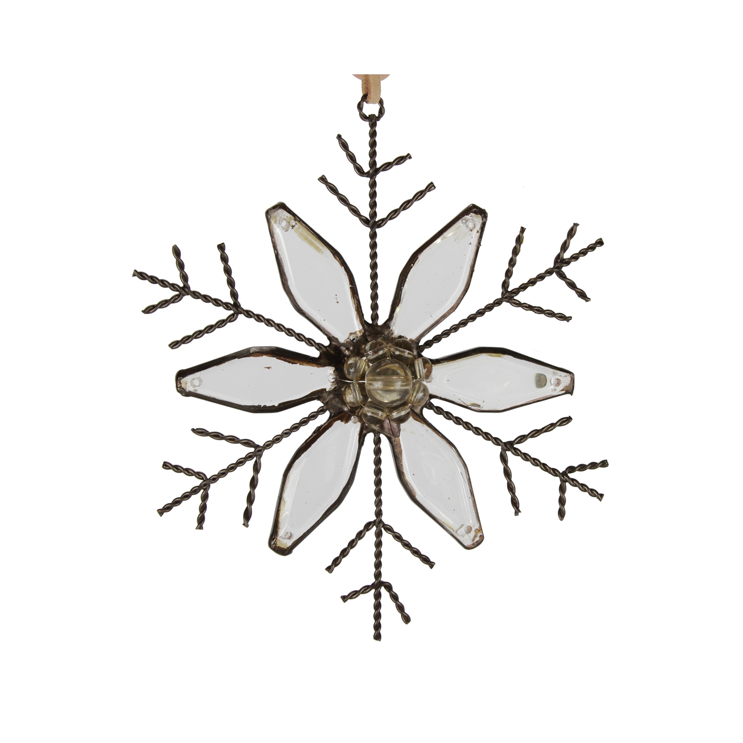5" Silent Luxury Rustic Jeweled Flat Tip Snowflake Christmas Ornament