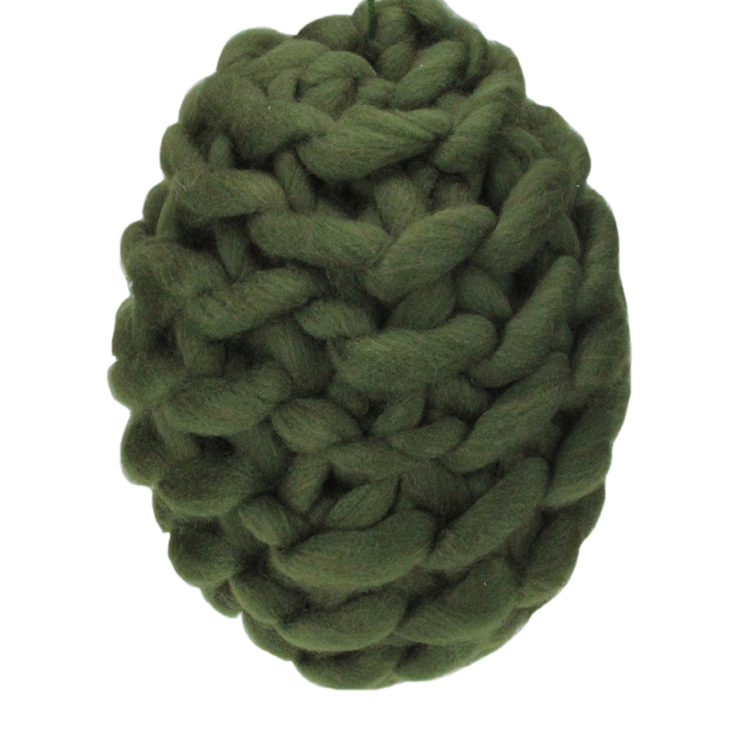 Boule de Noël incassable en tricot vert olive à suspendre, 7 po