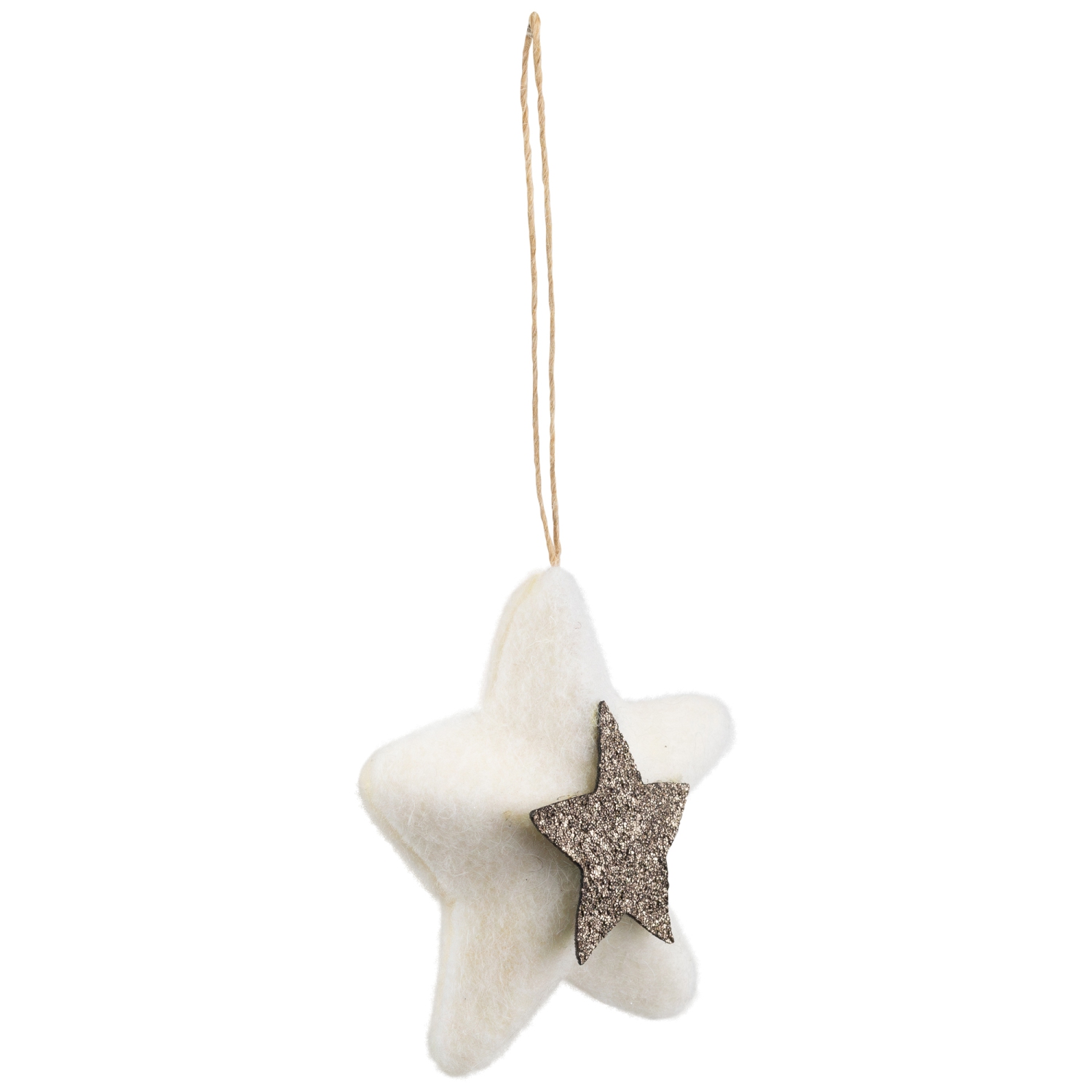 3.75" White and Silver Star Hanging Christmas Ornament