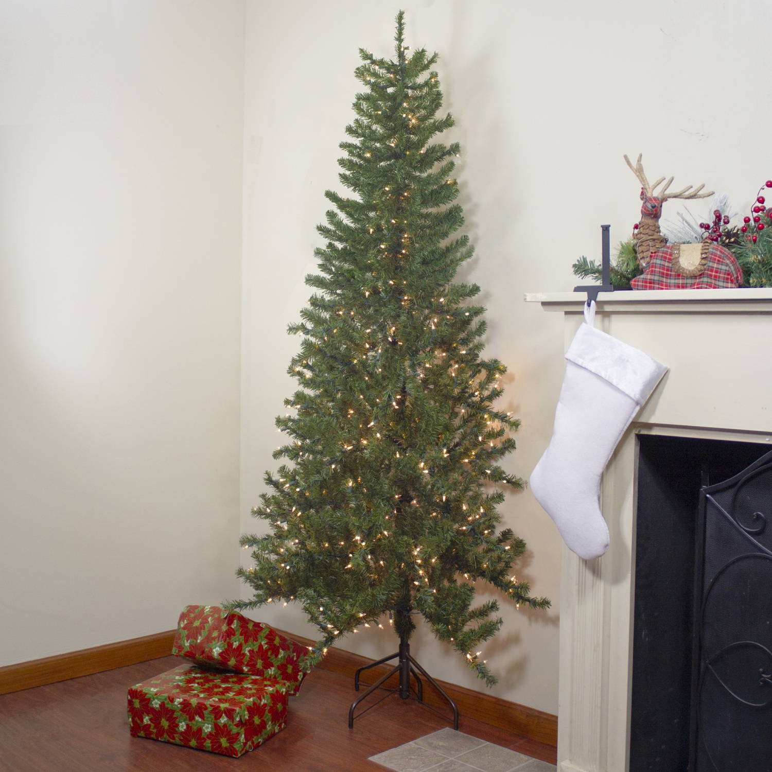 6.5' Pre-Lit Canadian Pine Slim Artificial Christmas Wall Tree - Clear Lights