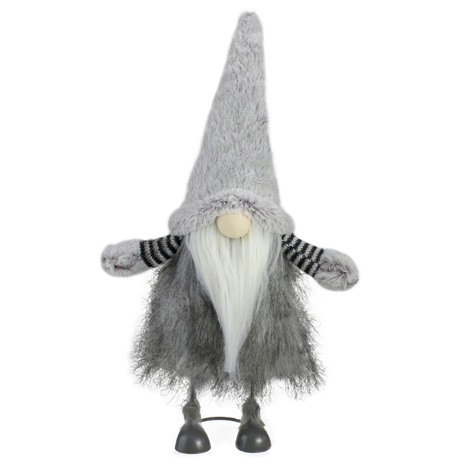 17" Beige, Gray, and White Bouncing Gnome Christmas Decoration