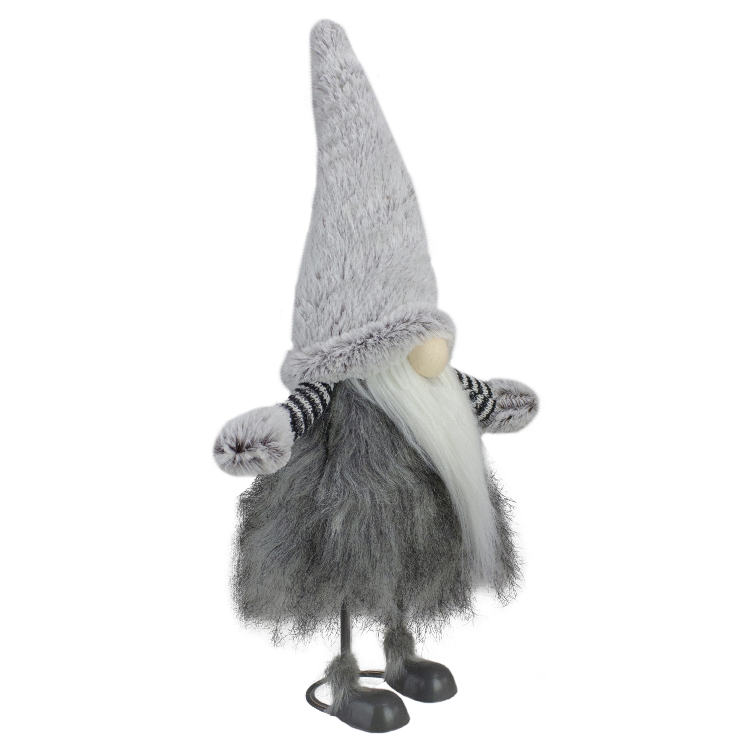 17" Beige, Gray, and White Bouncing Gnome Christmas Decoration