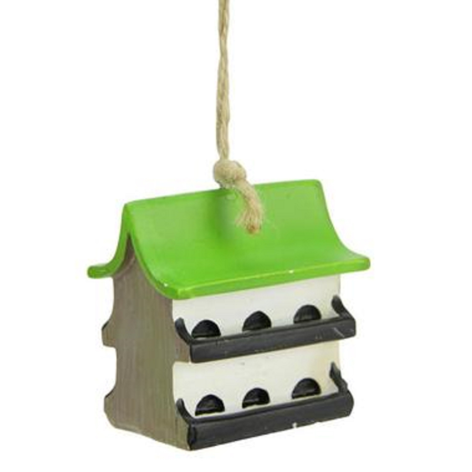 2" Green and White Asian Style Birdhouse Christmas Ornament