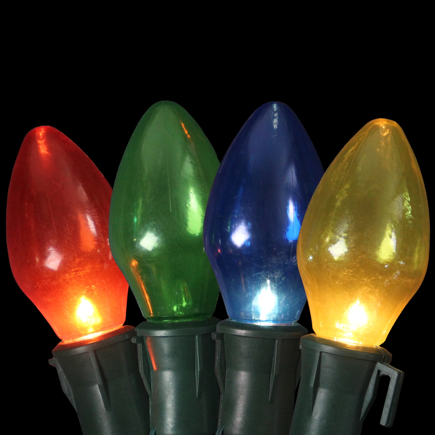 Ensemble de 4 piquets de pelouse multicolores avec lumières C7 géantes pour allée de Noël