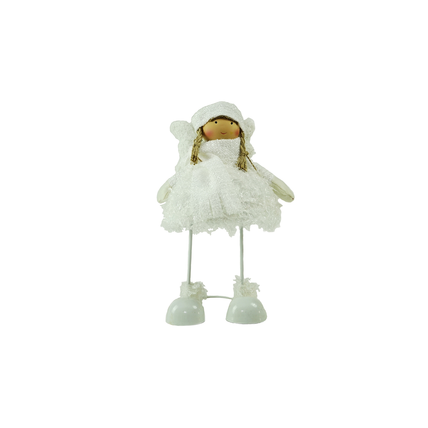 Figurine de Noël en peluche de 24 po avec ange blanc Snowy Woodlands de la collection Girl de Bobble