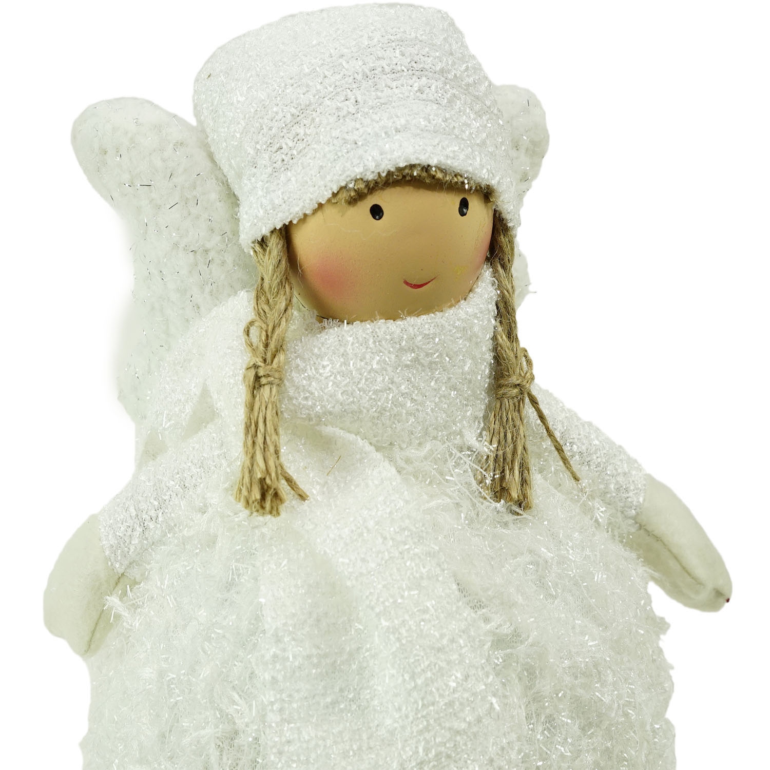 Figurine de Noël en peluche de 24 po avec ange blanc Snowy Woodlands de la collection Girl de Bobble