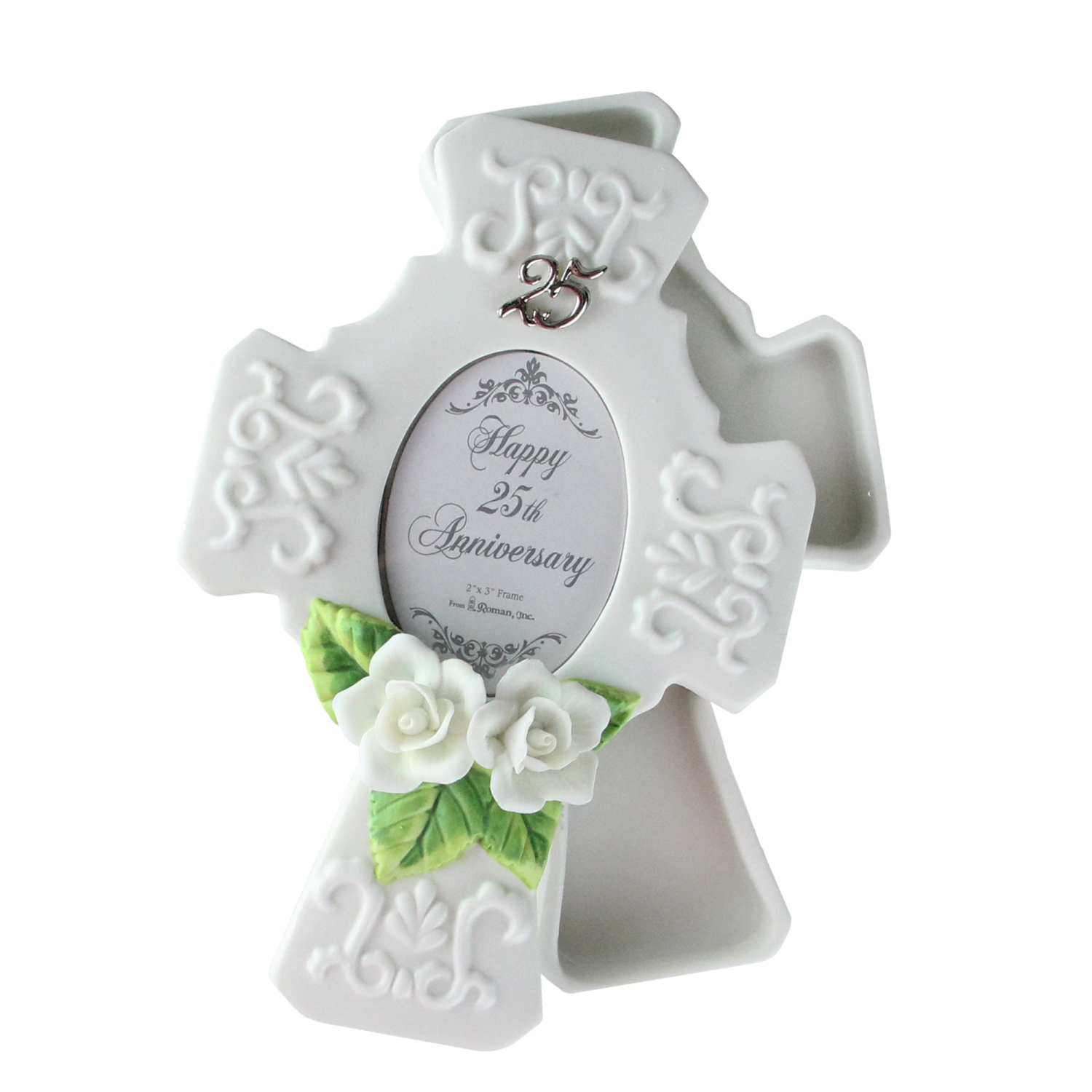 25th Wedding Anniversary Porcelain Trinket Box 2"x3" Photo Picture Frame #60861
