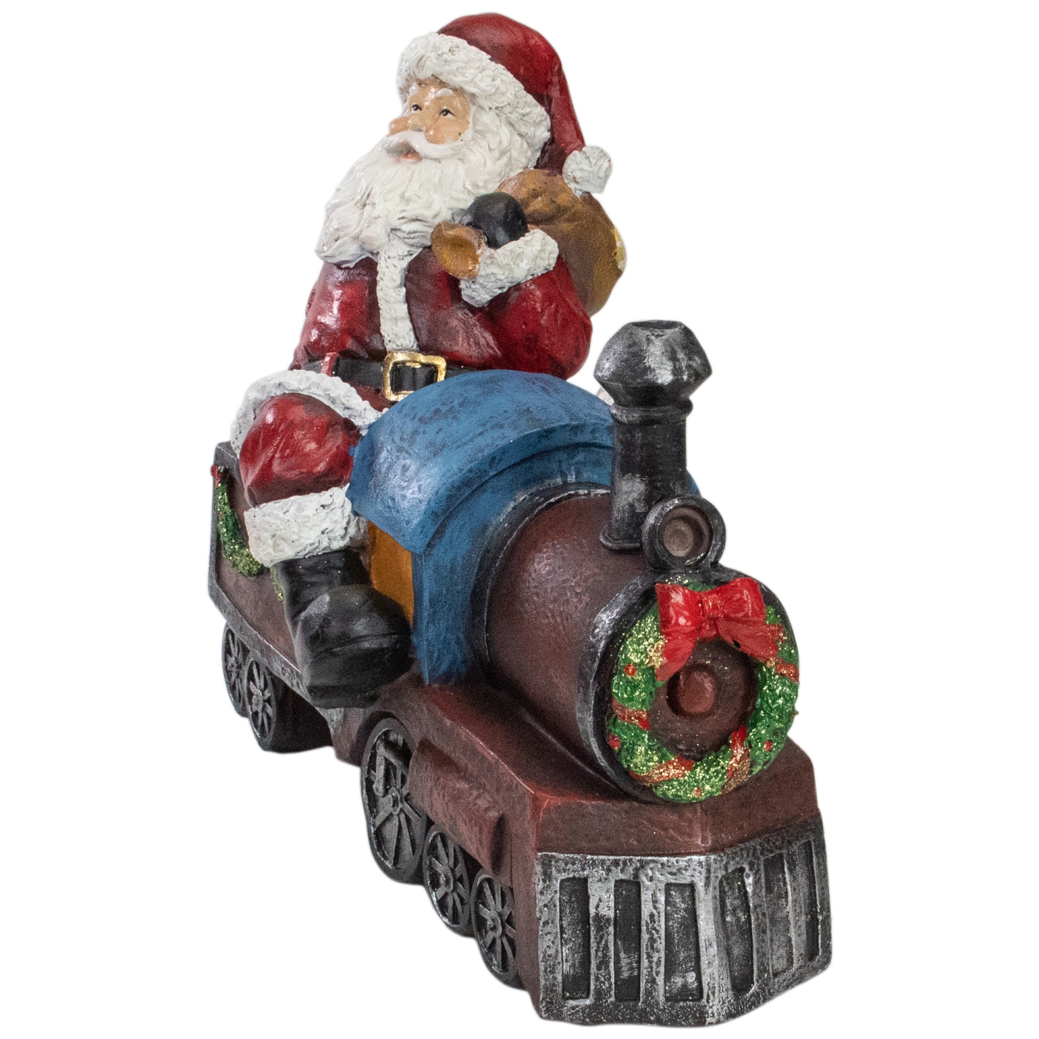 14" Red and Blue Santa on a Train Christmas Tabletop Decoration