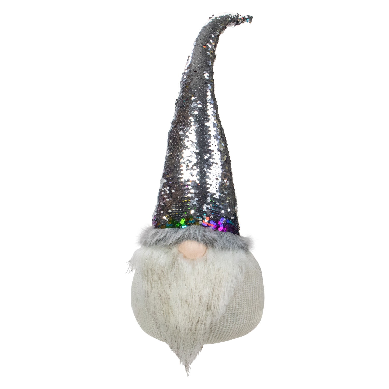 24" Gnome with Rainbow and Silver Flip Sequin Hat Christmas Decoration