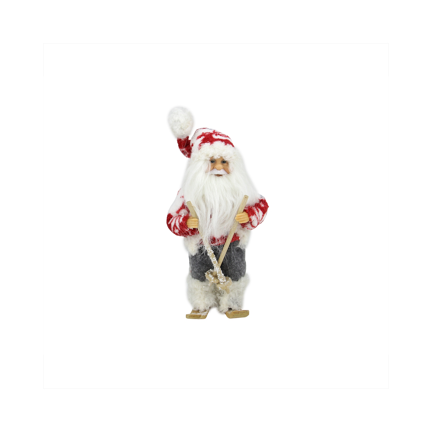 9" Frontier Reindeer Red, White and Gray Skiing Santa Claus Christmas Figure