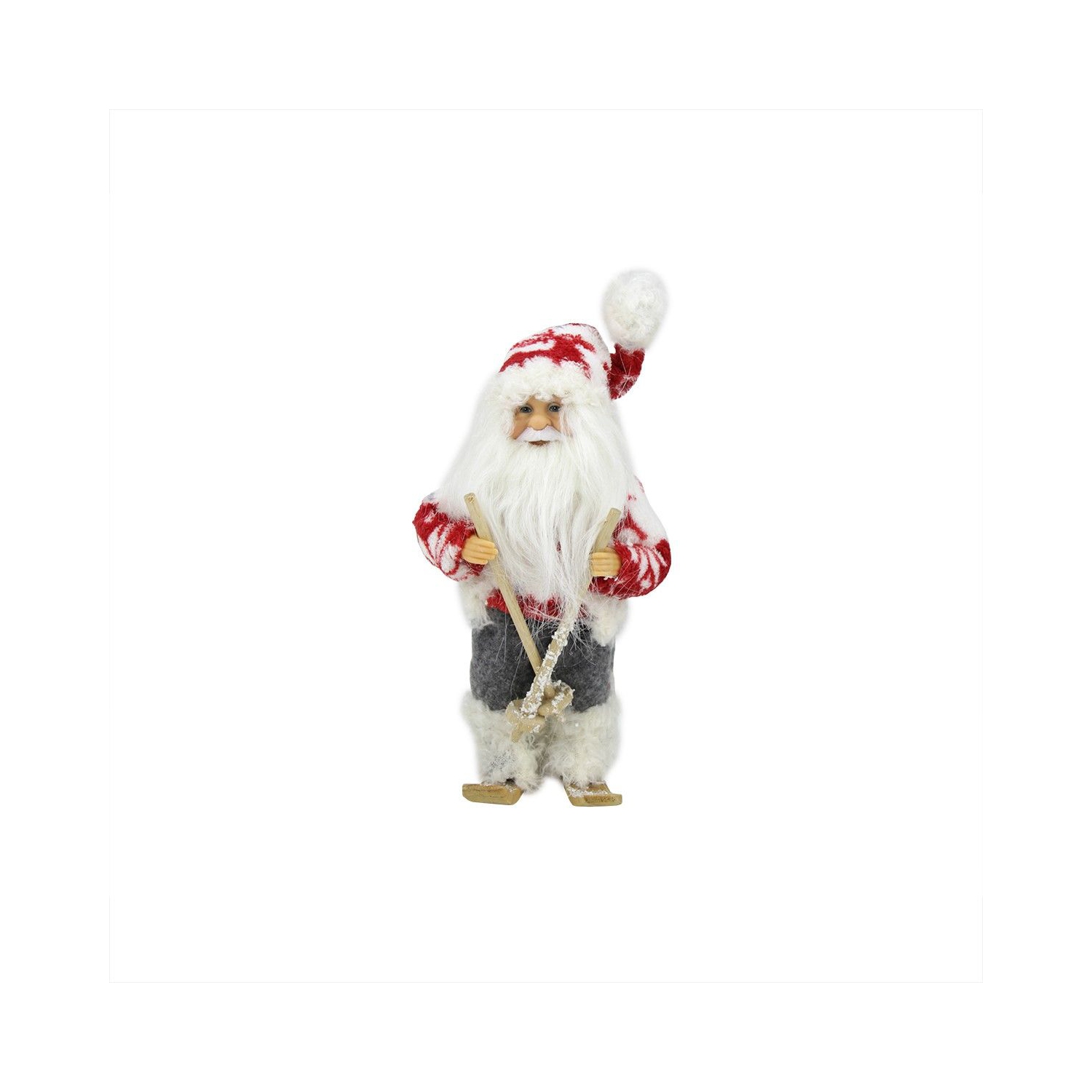 9" Frontier Reindeer Red, White and Gray Skiing Santa Claus Christmas Figure