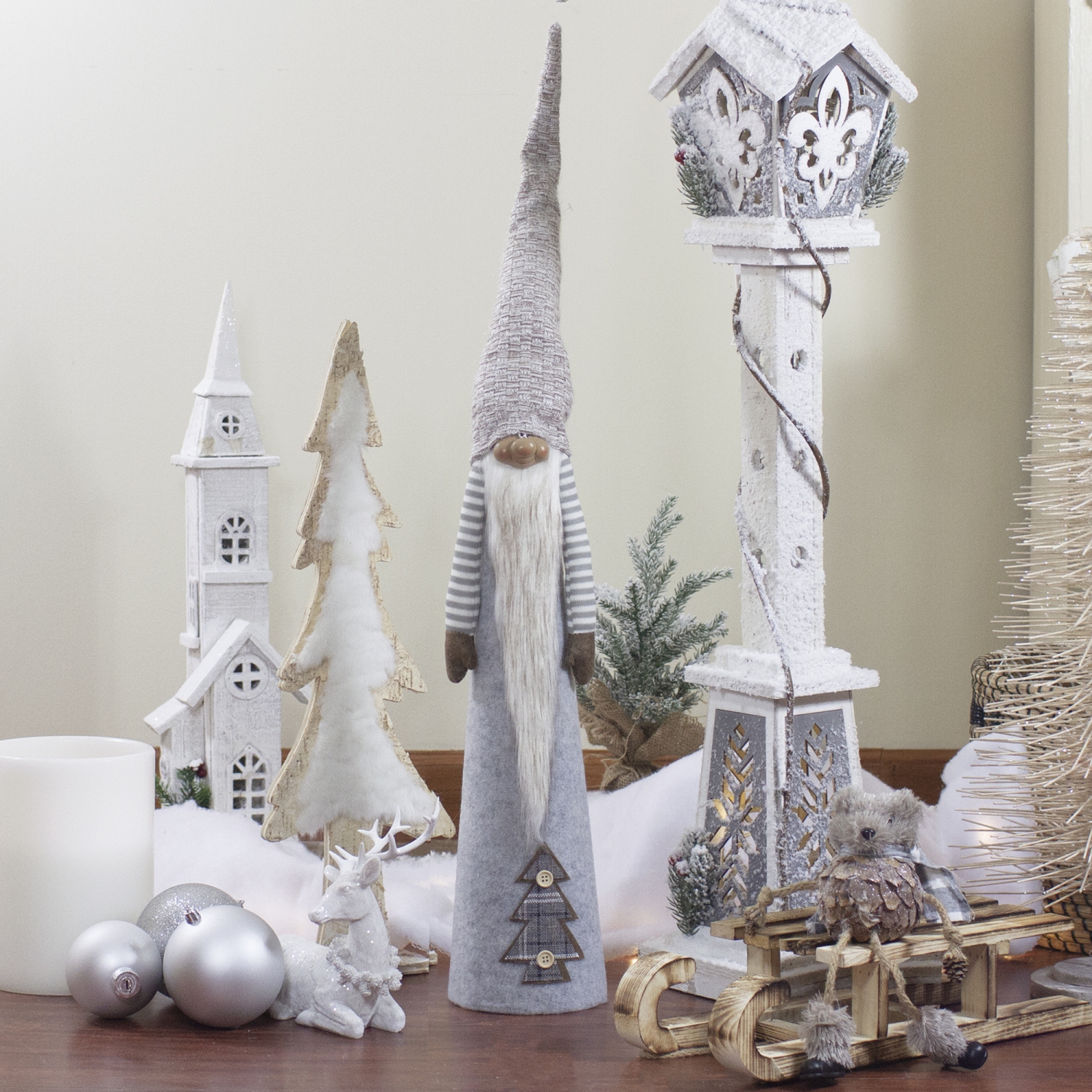 22" Gray and Brown Cone Gnome Tabletop Christmas Decoration