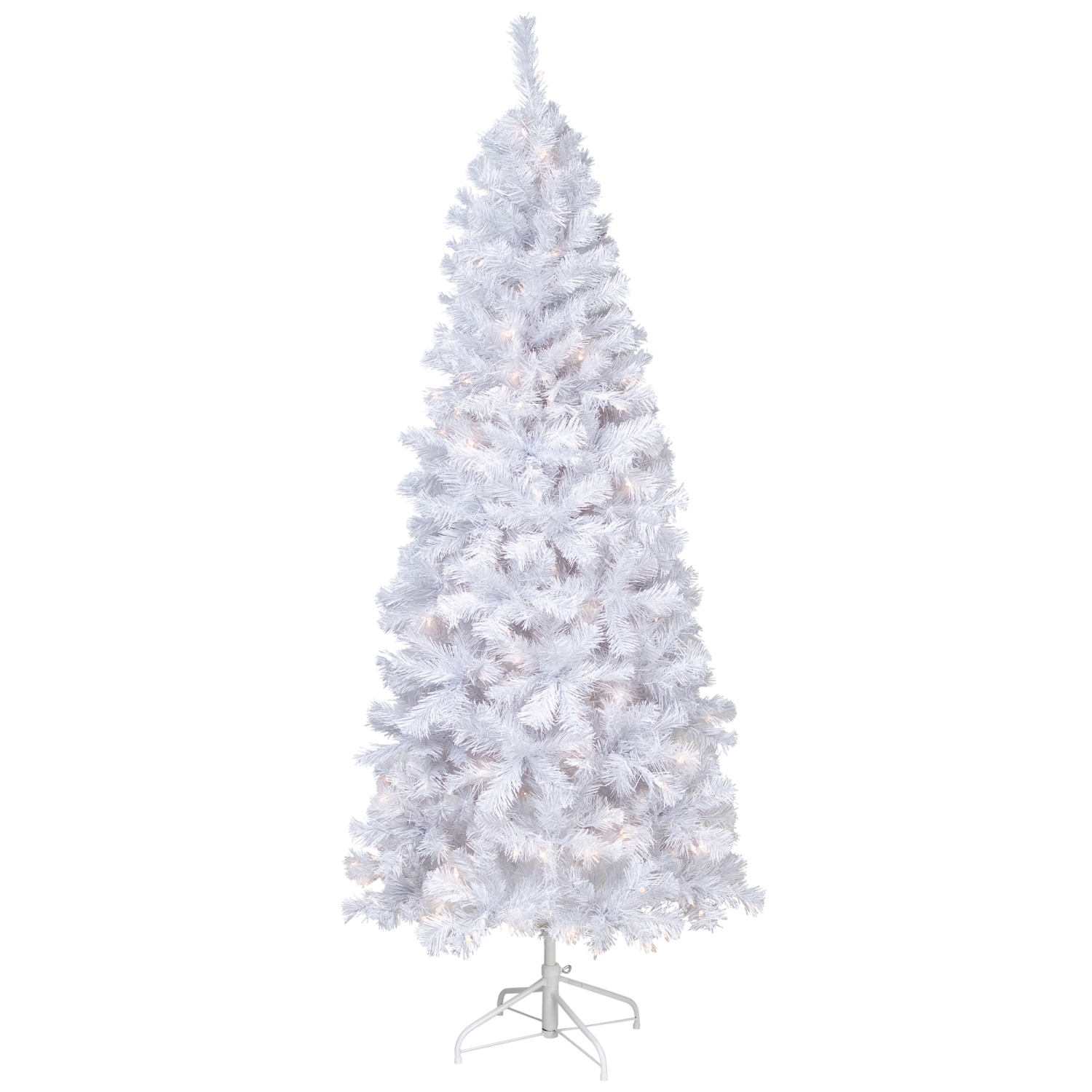6.5' Pre-Lit Pencil White Winston Pine Artificial Christmas Tree - Clear Lights
