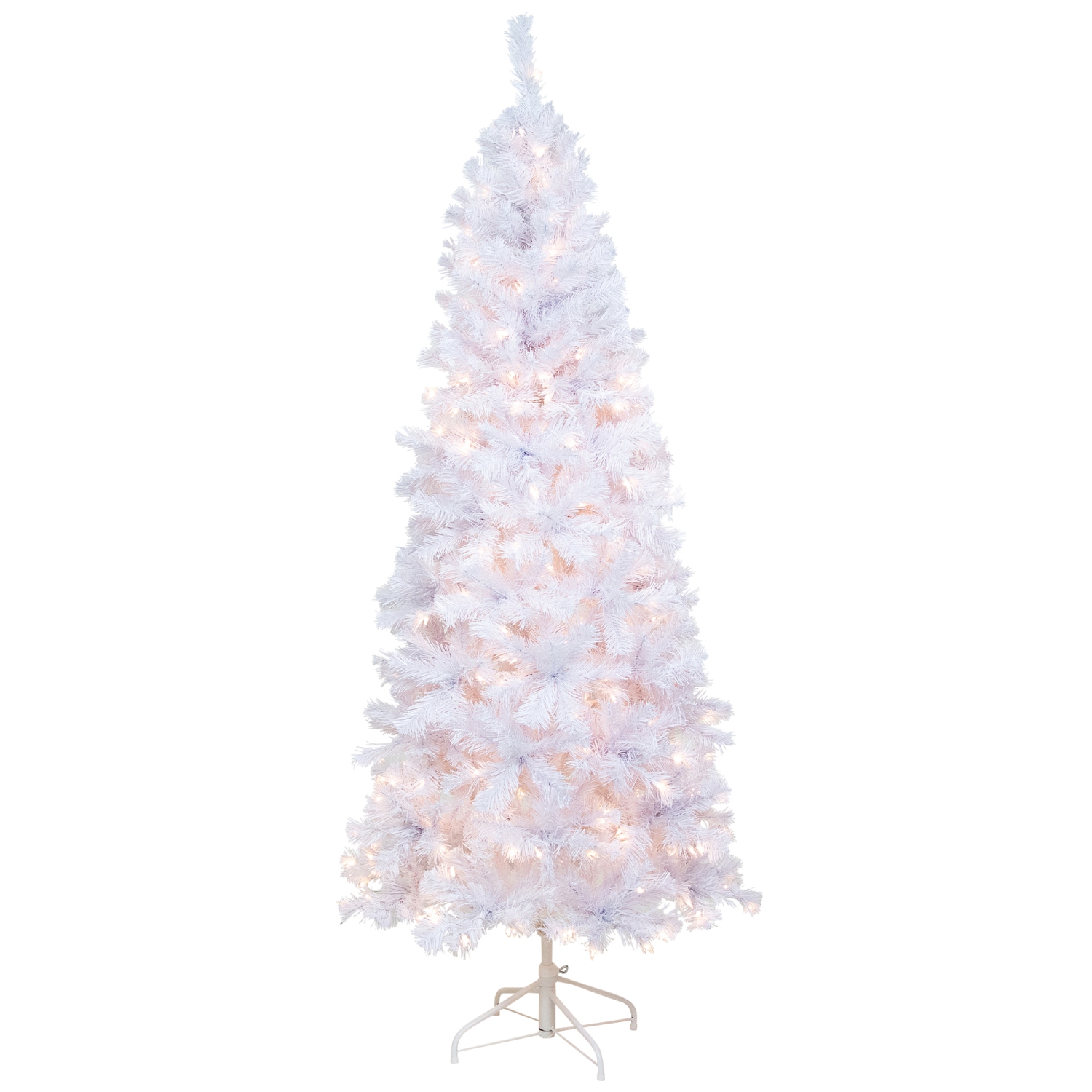 6.5' Pre-Lit Pencil White Winston Pine Artificial Christmas Tree - Clear Lights