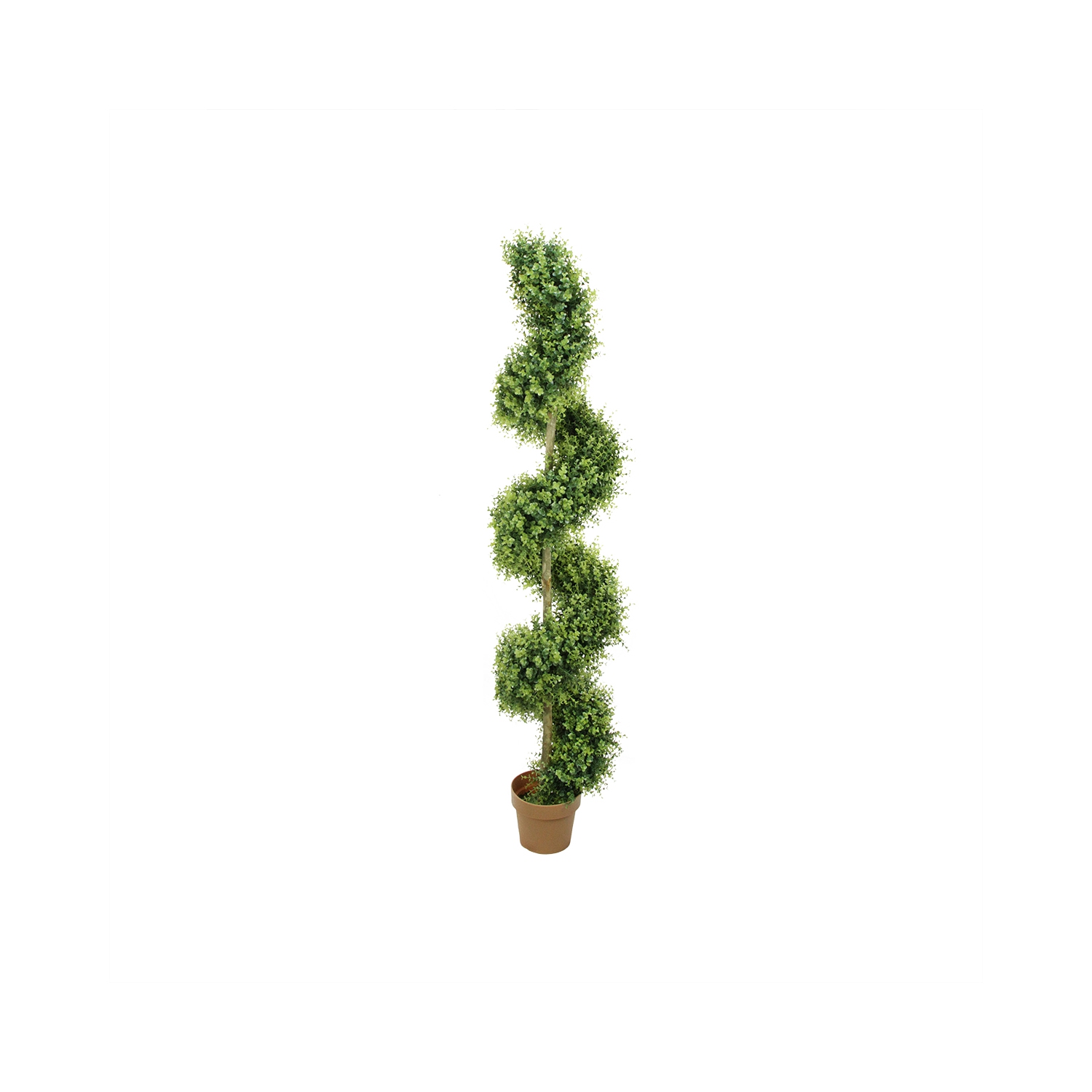 5.5' Potted Two-Tone Artificial Boxwood Spiral Topiary Tree