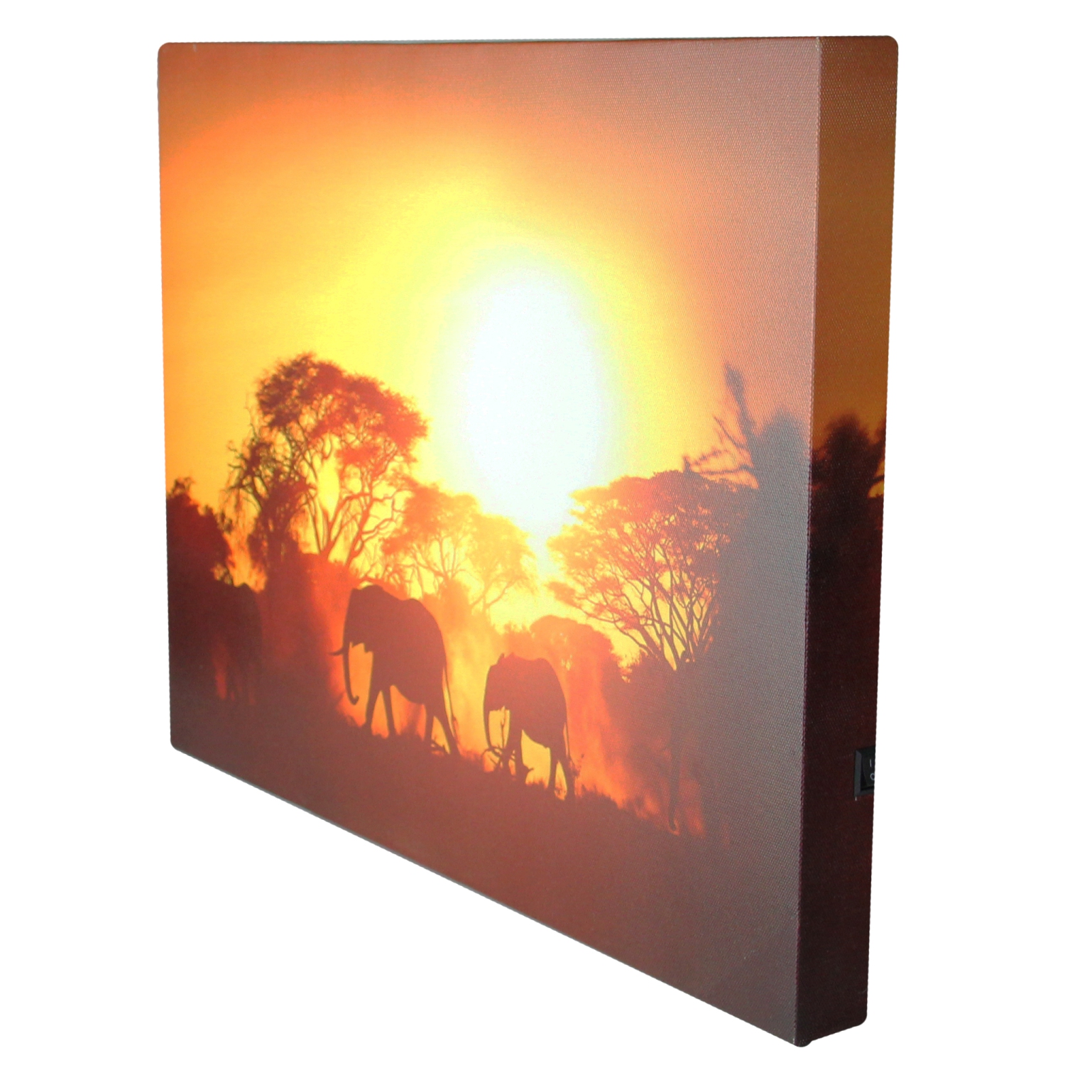 Safari Sunset LED Back Lit Decorative Elephant Canvas Wall Art 11.75" x 15.75"