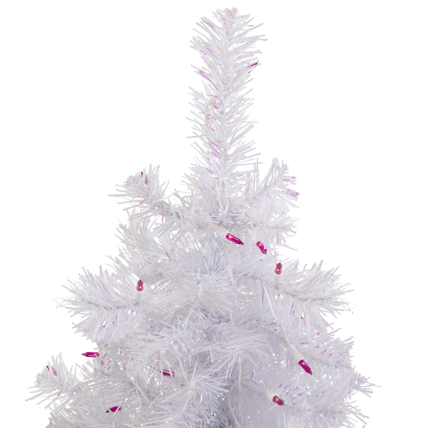 2' Pre-lit Rockport White Pine Artificial Christmas Tree, Pink Lights