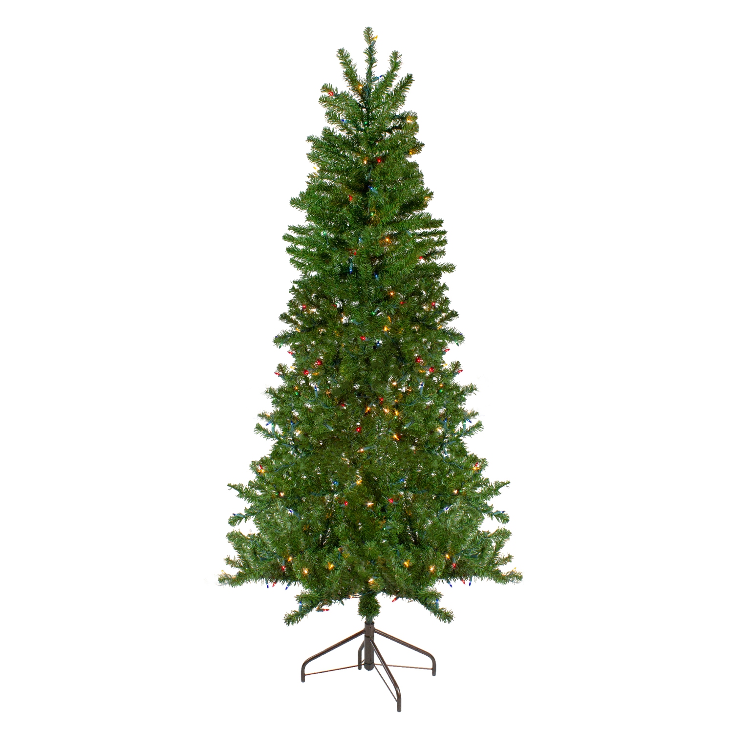 6.5' Pre-Lit Canadian Pine Slim Artificial Christmas Wall Tree - Multicolor Lights