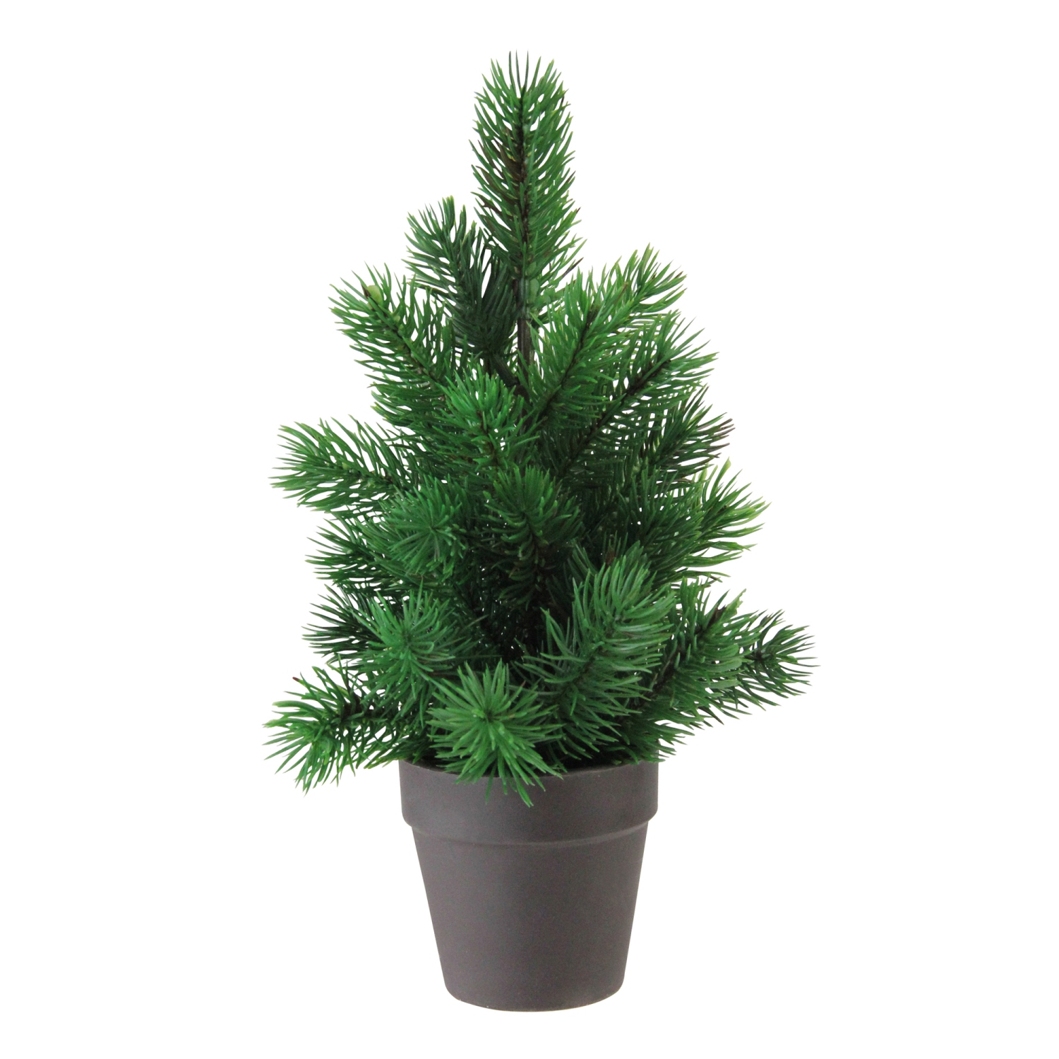 11" Matte Finish Mini Pine Christmas Tree in Dark Coffee Brown Vase - Unlit