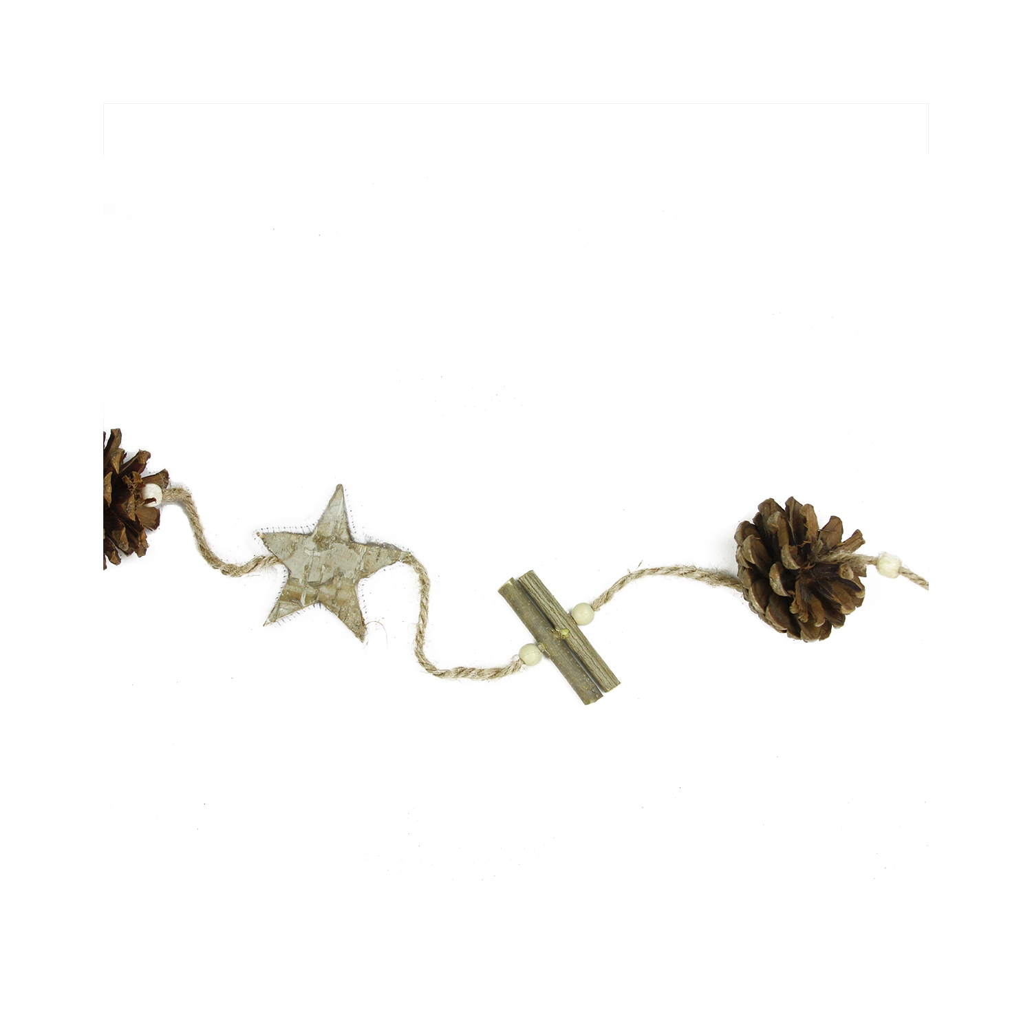 Guirlande de Noël artificielle en bouleau brun naturel de 5 pi, brindilles et pommes de pin – sans lumières