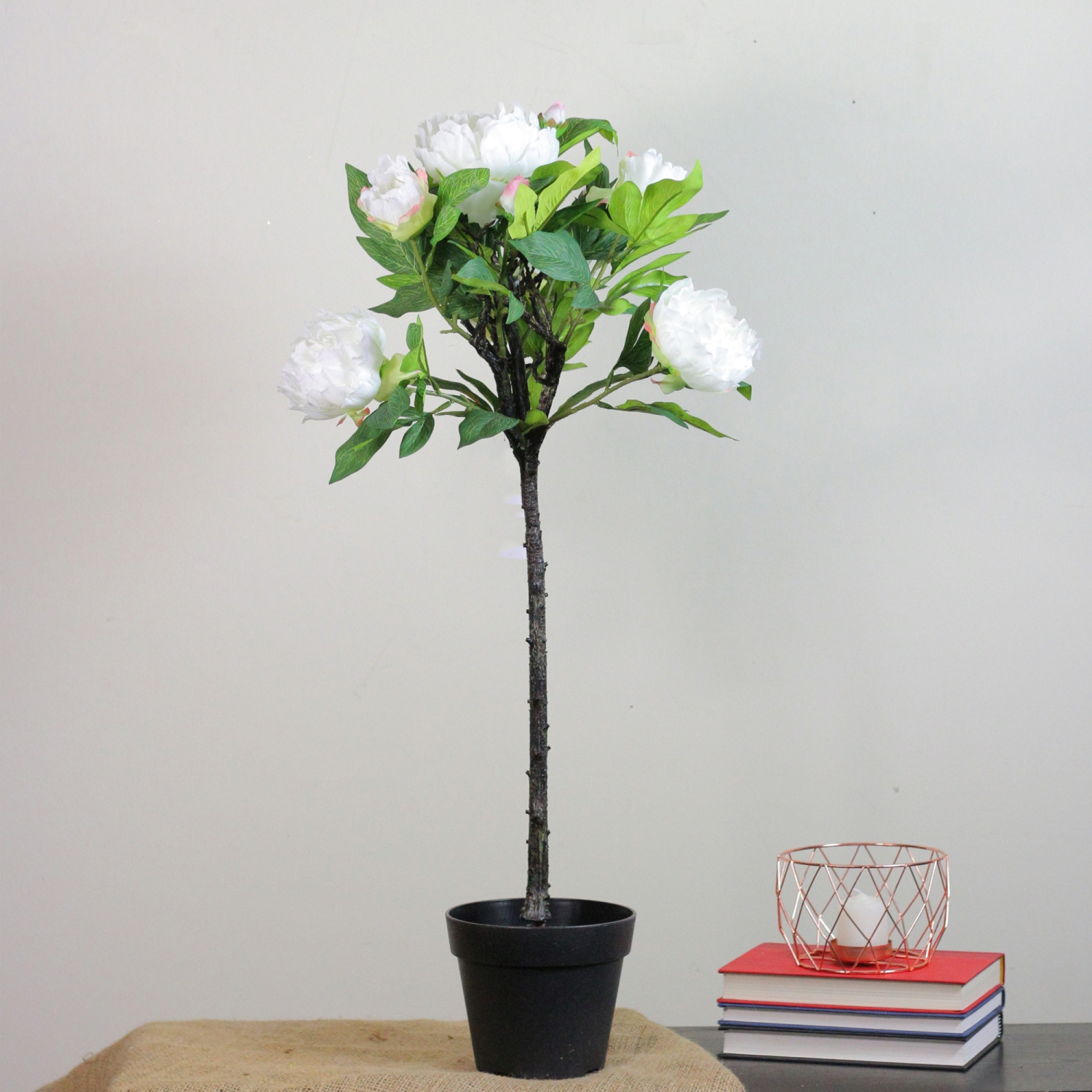 31" White and Green Blooming Peony Flower Artificial Plant