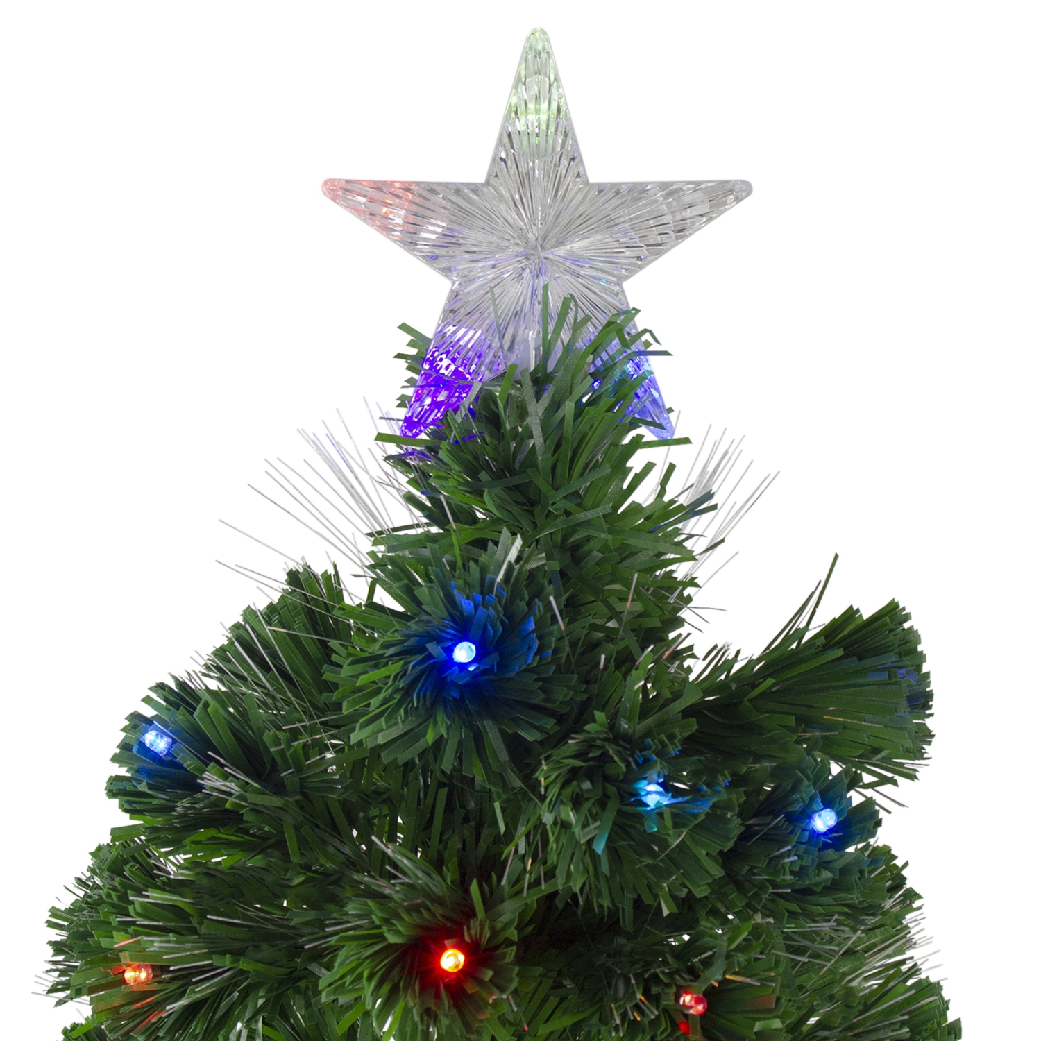 4' Pre-Lit Potted Fiber Optic with Star Tree Topper Medium Artificial Christmas Tree- Multicolor LED Lights