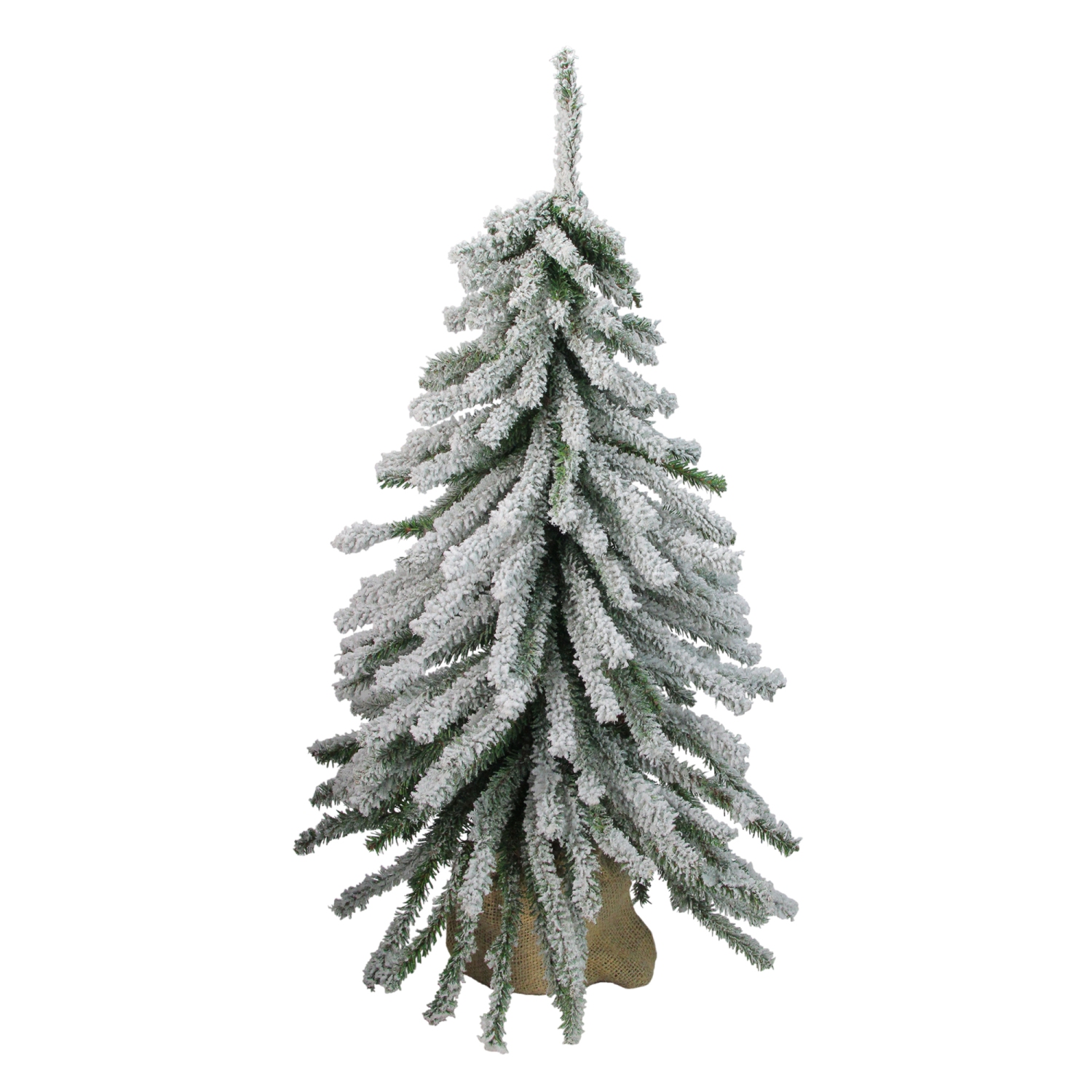 2' Potted Flocked Downswept Mini Village Pine Medium Artificial Christmas Tree - Unlit