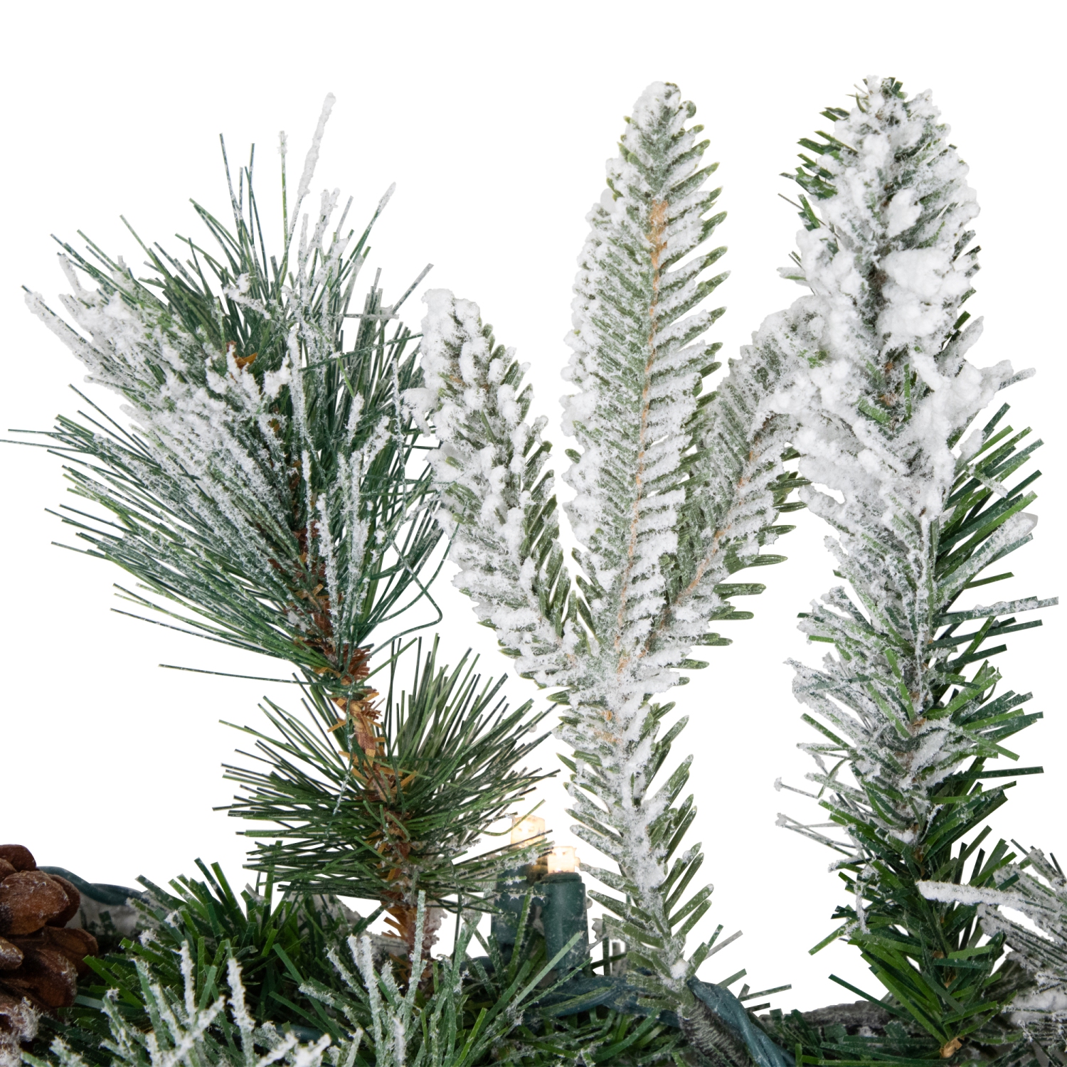 9' x 14" Pre-Lit Flocked Mixed Rosemary Emerald Pine Artificial Christmas Garland - Clear LED Lights