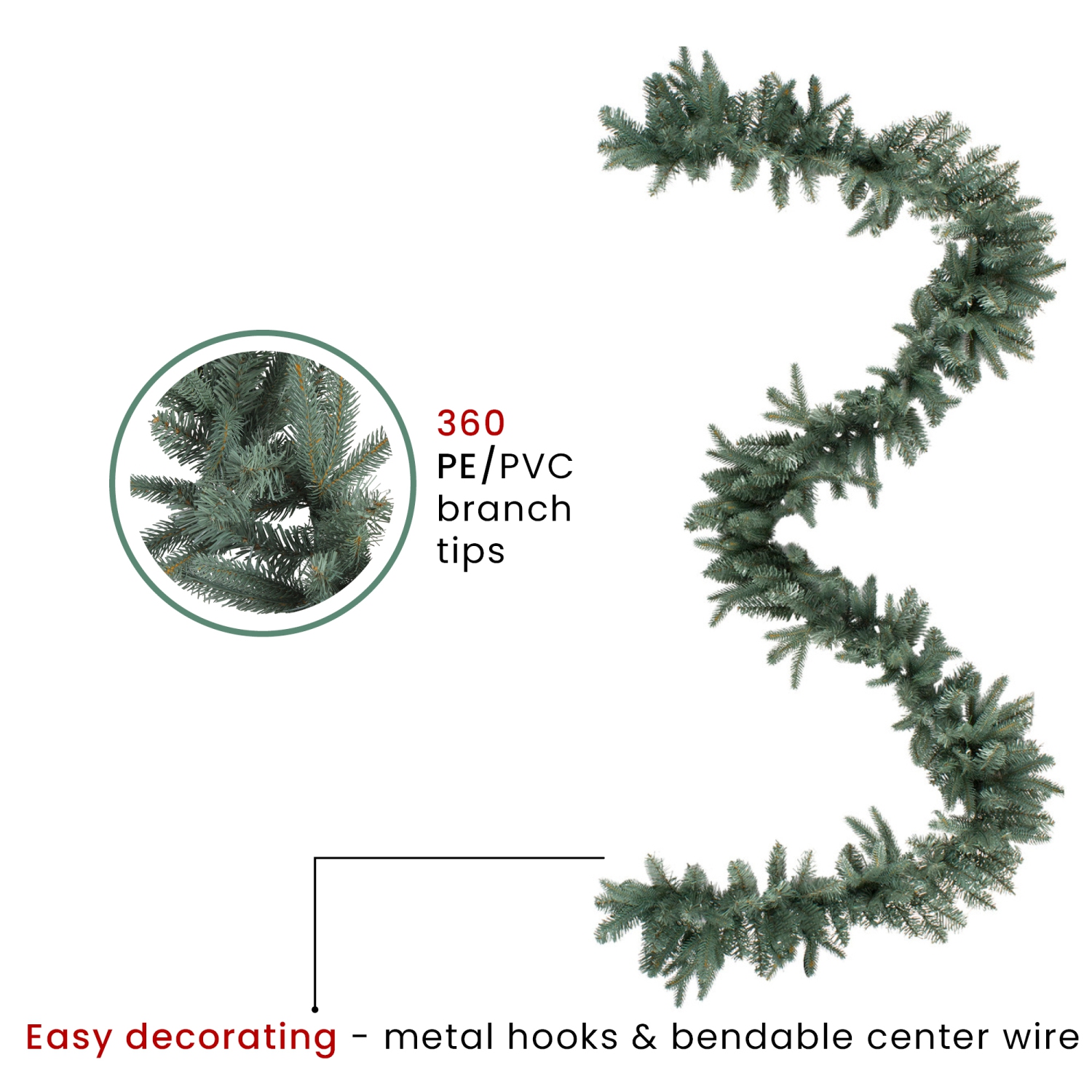 9' x 12" Washington Frasier Fir Artificial Christmas Garland - Unlit