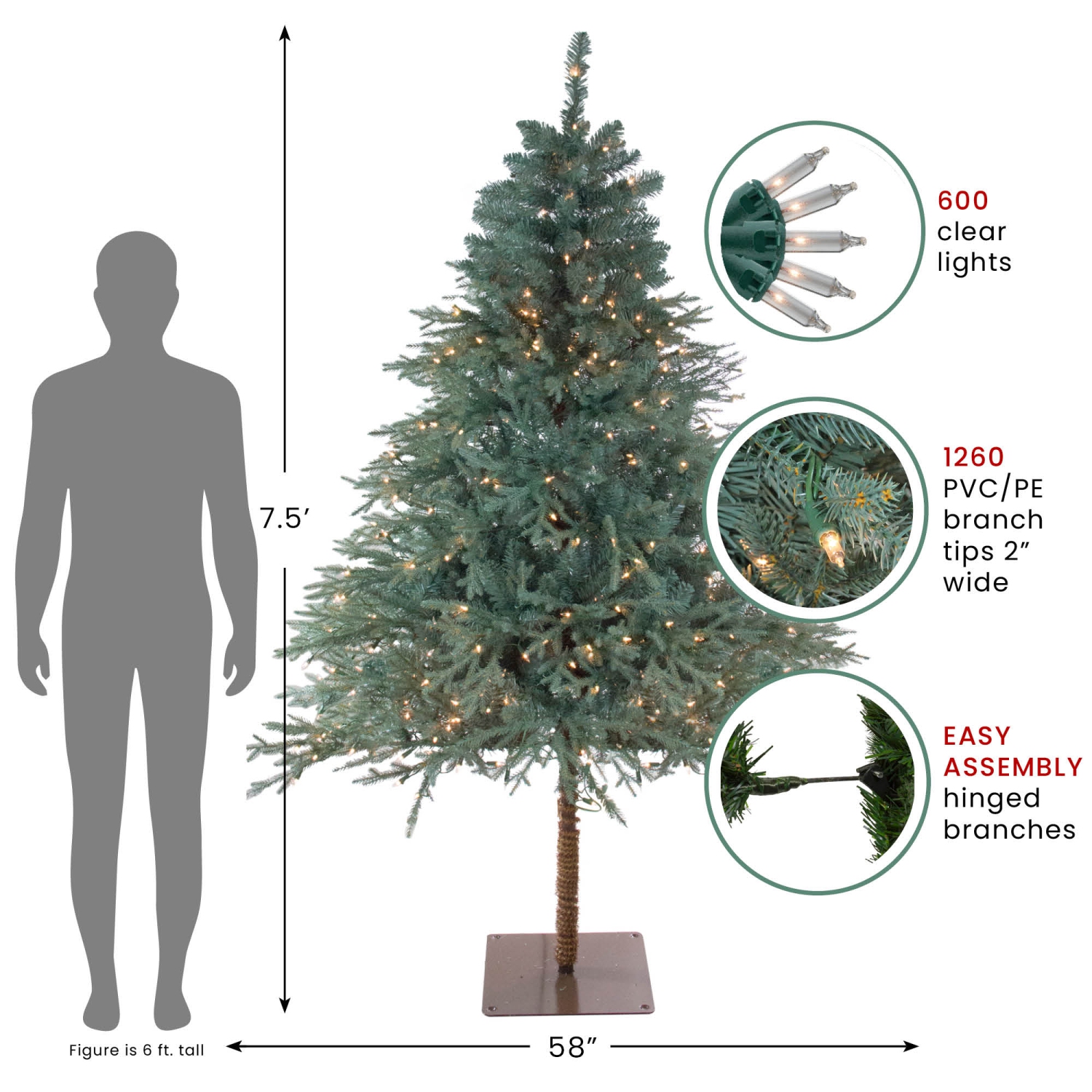 7.5' Pre-Lit Medium Fairbanks Alpine Artificial Christmas Tree - Clear Lights