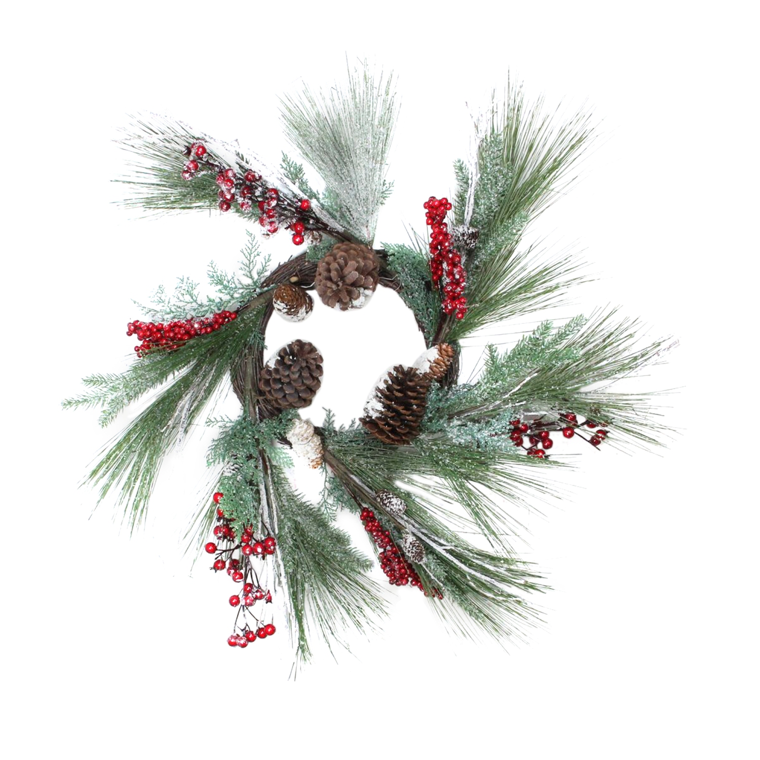 Berries with Pine Cones and Pine Sprigs Artificial Christmas Wreath - 32-Inch, Unlit