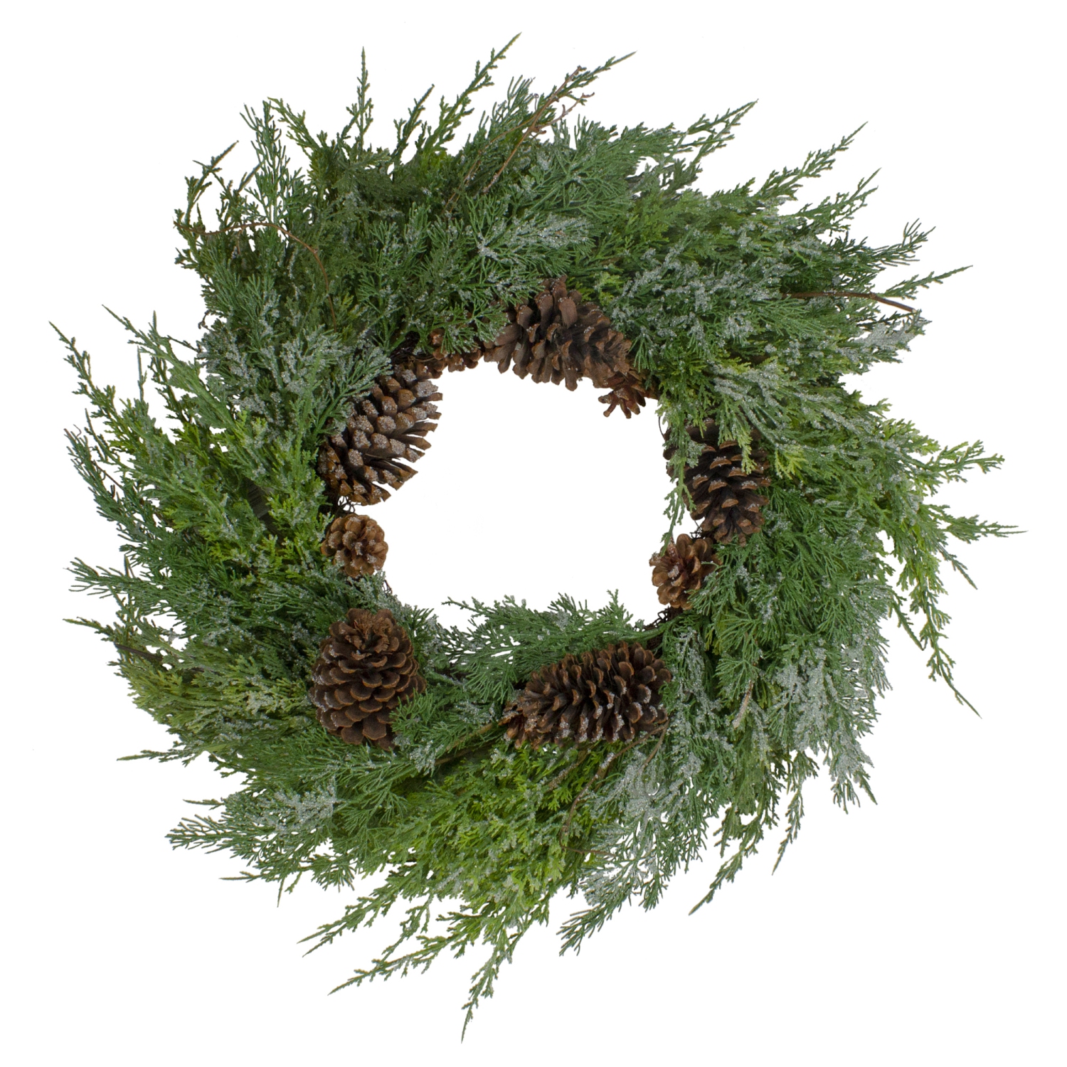 Frosted Cedar and Pine Cone Artificial Christmas Wreath - 26-Inch, Unlit