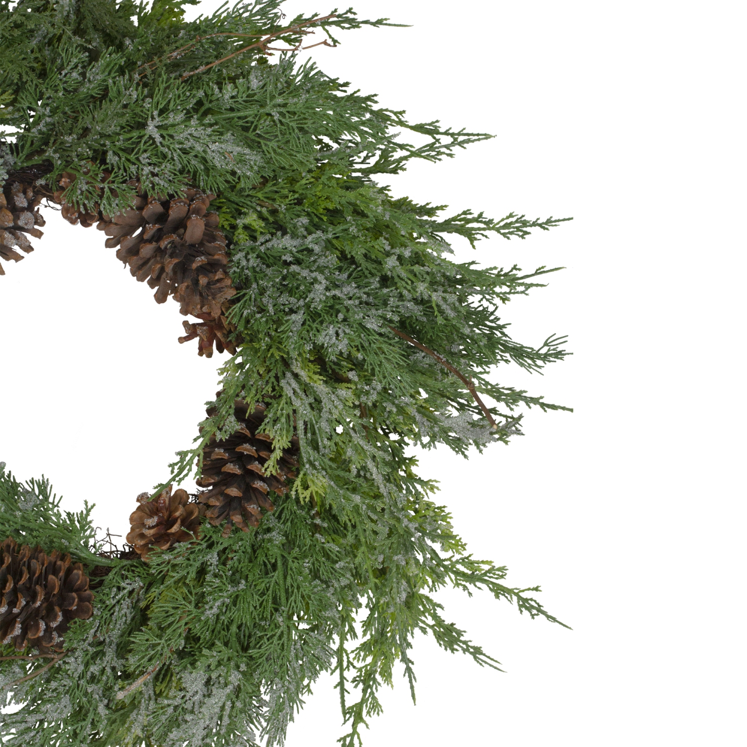 Frosted Cedar and Pine Cone Artificial Christmas Wreath - 26-Inch, Unlit