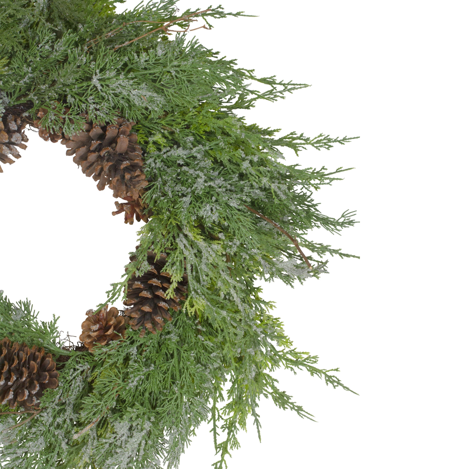 Frosted Cedar and Pine Cone Artificial Christmas Wreath - 26-Inch, Unlit