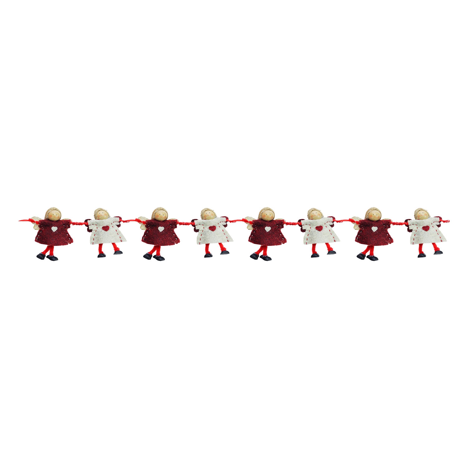 4" x 26" Red and Beige Angel Dolls Christmas Garland - Unlit