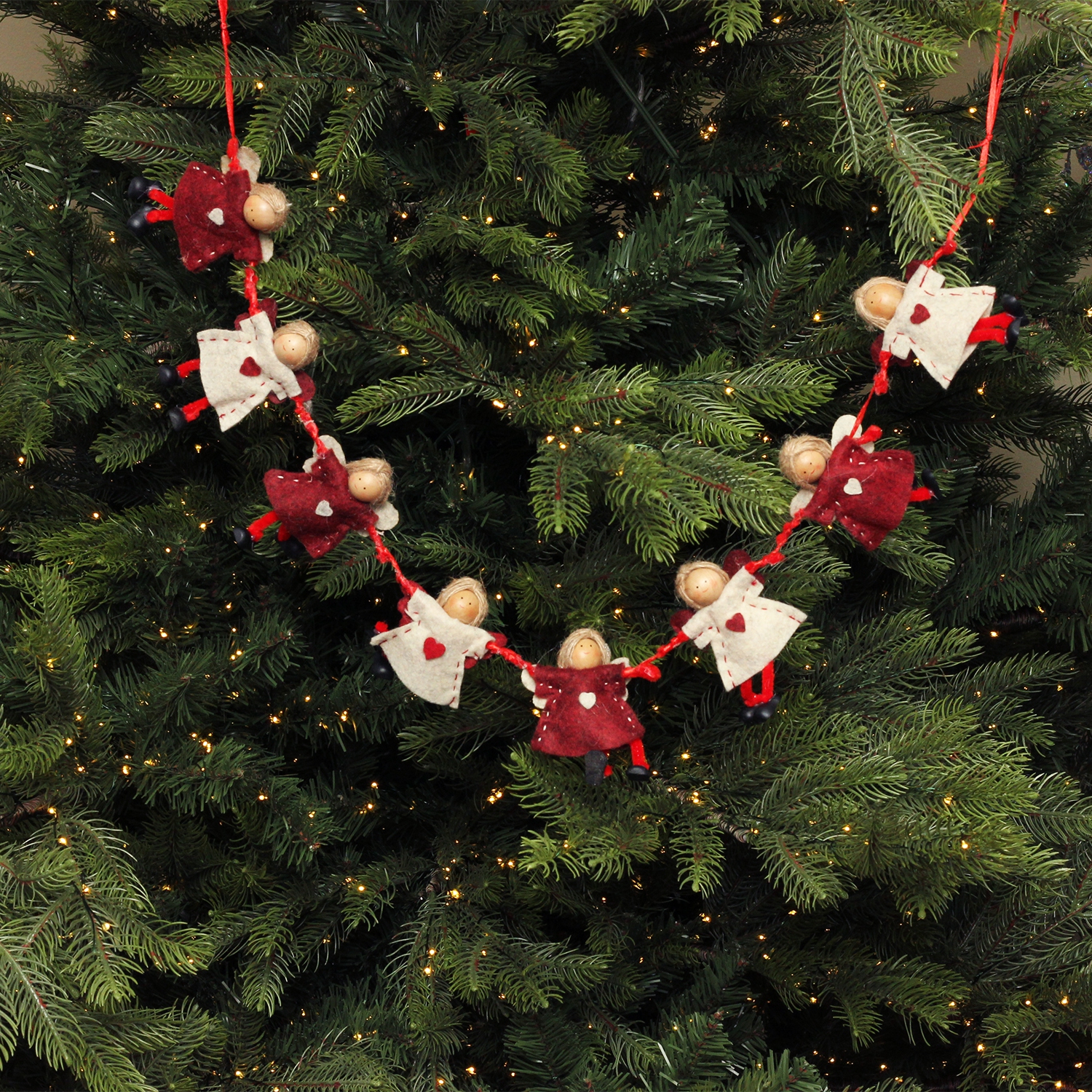 4" x 26" Red and Beige Angel Dolls Christmas Garland - Unlit