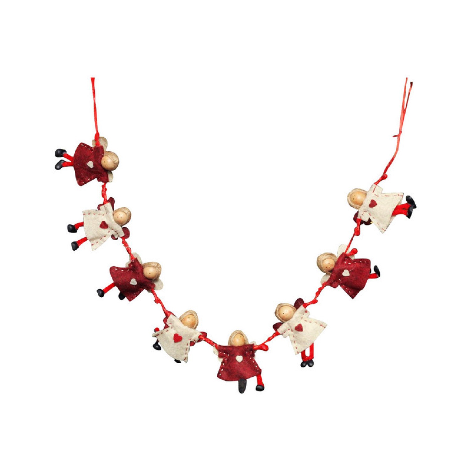4" x 26" Red and Beige Angel Dolls Christmas Garland - Unlit